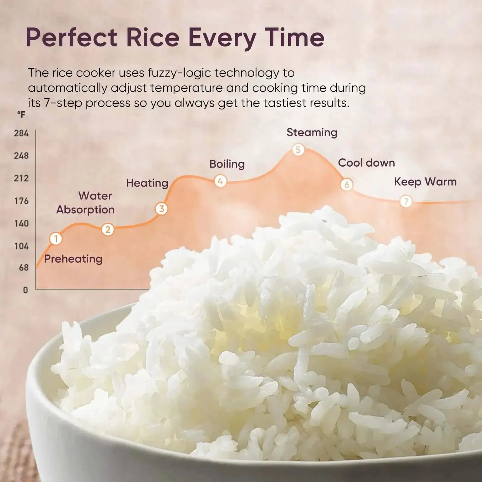 No Fuss 10 Cup Rice Cooker With 24 Hour Keep Warm And Nonstick Ceramic Inner Pot 18 Fuzzy Logic Functions Steamer Basket Saute And Slow Cook Black Kitchen Appliance For Perfect Rice And More - Image 7
