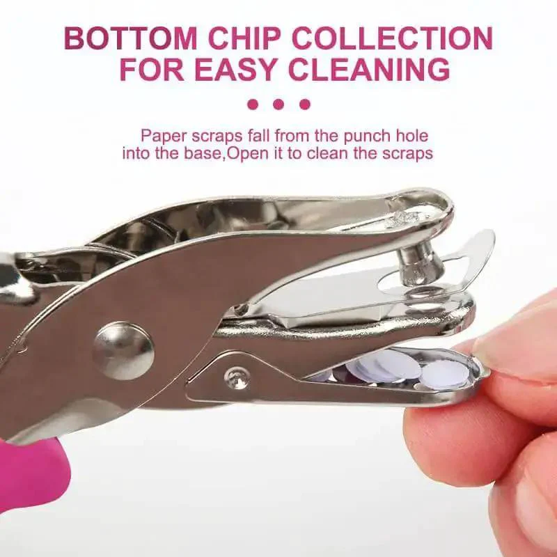 No Fuss Easy Grip One Quarter Inch Hole Punch With Scraps Tray Round Circle Punch For Crafts And Binders Handheld Paper Punch For Home Office And Classroom Use Pink Lightweight Yet Durable - Image 6