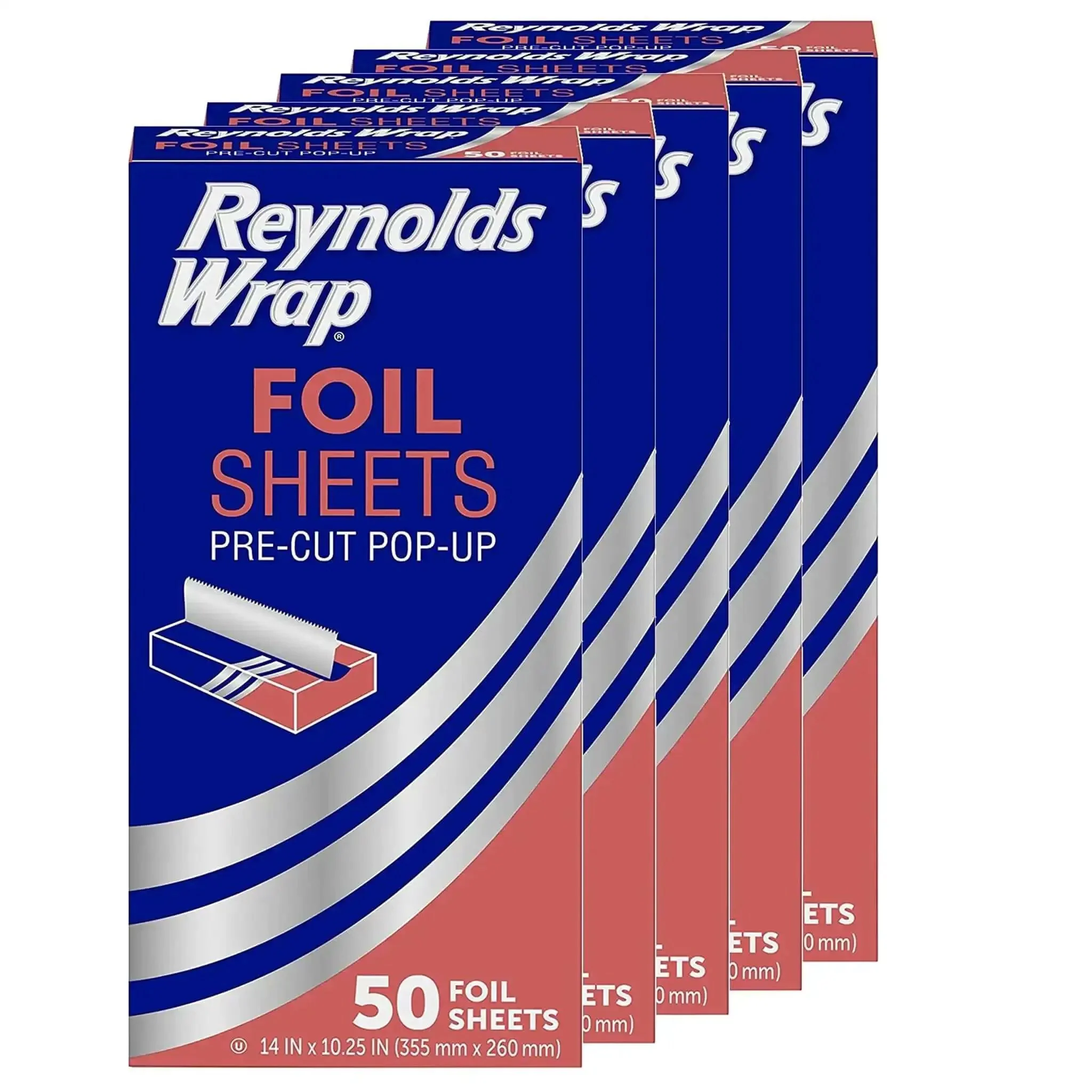 No Fuss Pre Cut Pop Up Aluminum Foil Sheets 14 By 10.25 Inches Each Pack Of 5 50 Sheets Per Box 250 Total Easy Prep For Cooking Grilling Meal Prep Kitchen Barbecue