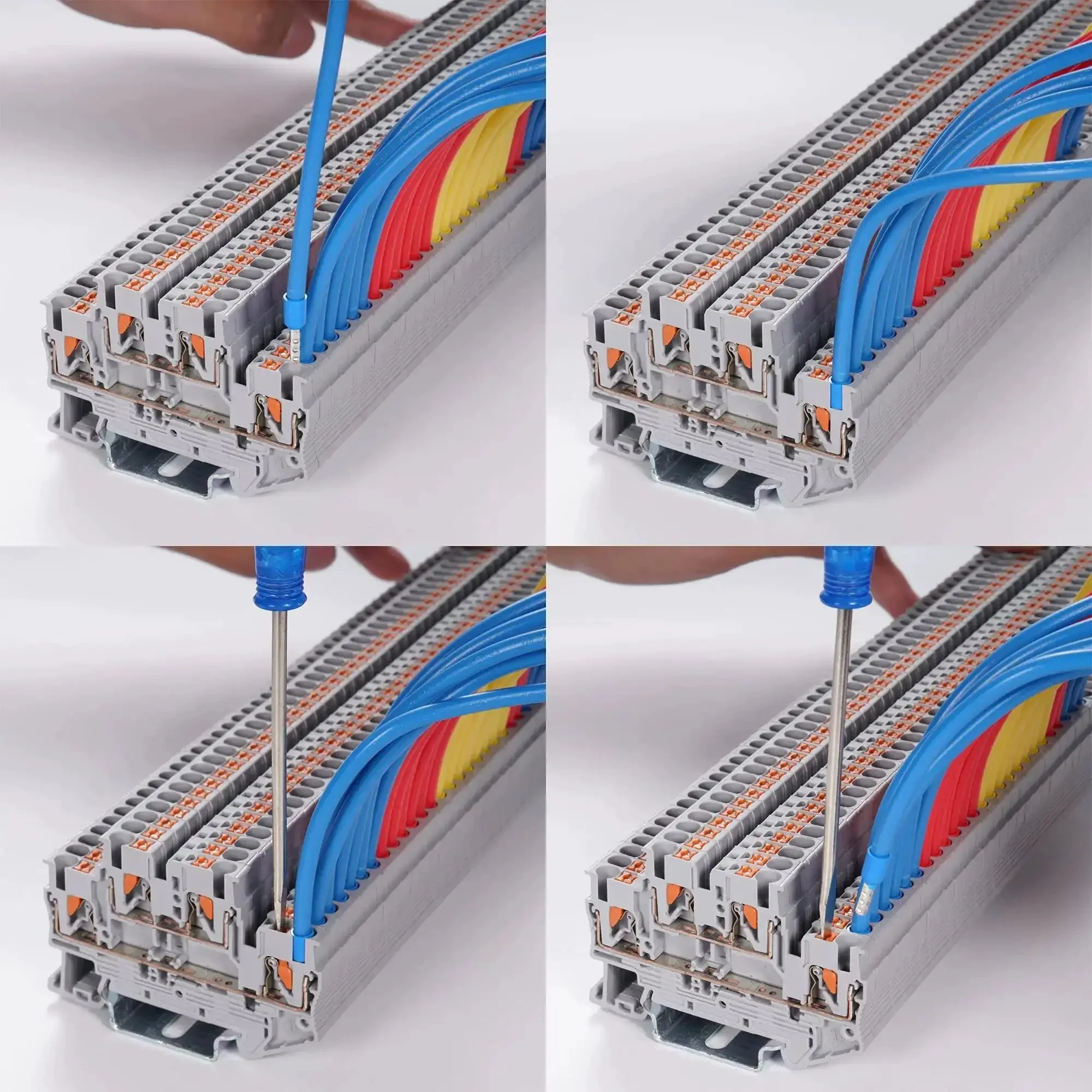 No Fuss Push In Din Rail Terminal Block Screwless 2.5mm PT Type With Cover End Stop Jumper 50 Pack For Easy Copper Conductor Wiring Front Connection Durable PA66 Housing - Image 9
