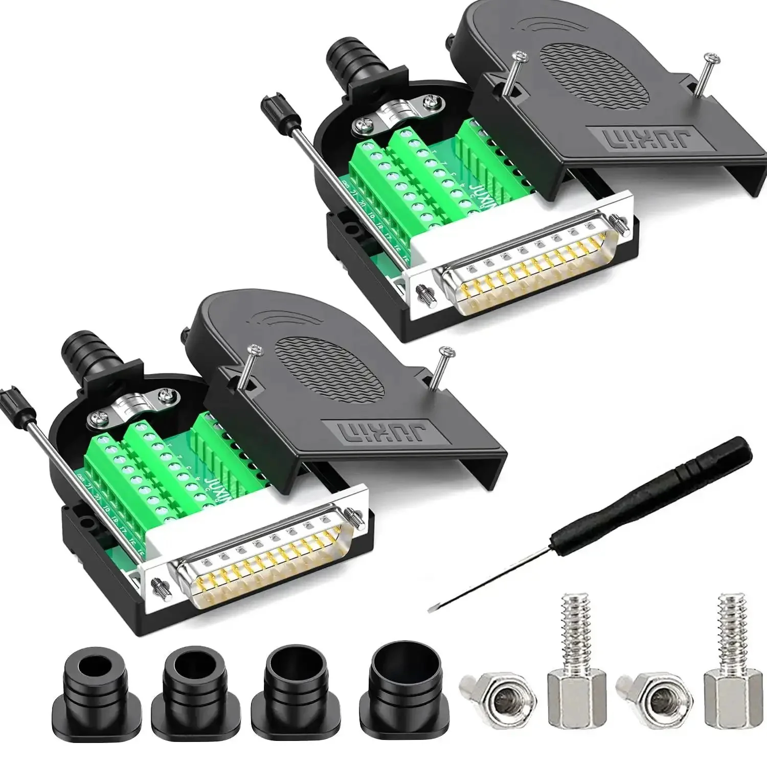 No Soldering Needed DB25 Male And Female Serial Adapters Kit For DIY RS232 D Sub 25 Pin Cabling With Terminal Connectors Bolts And Nuts Two Pack Easy Wire Up For Quick Cable Building And Troubleshooting - Image 2