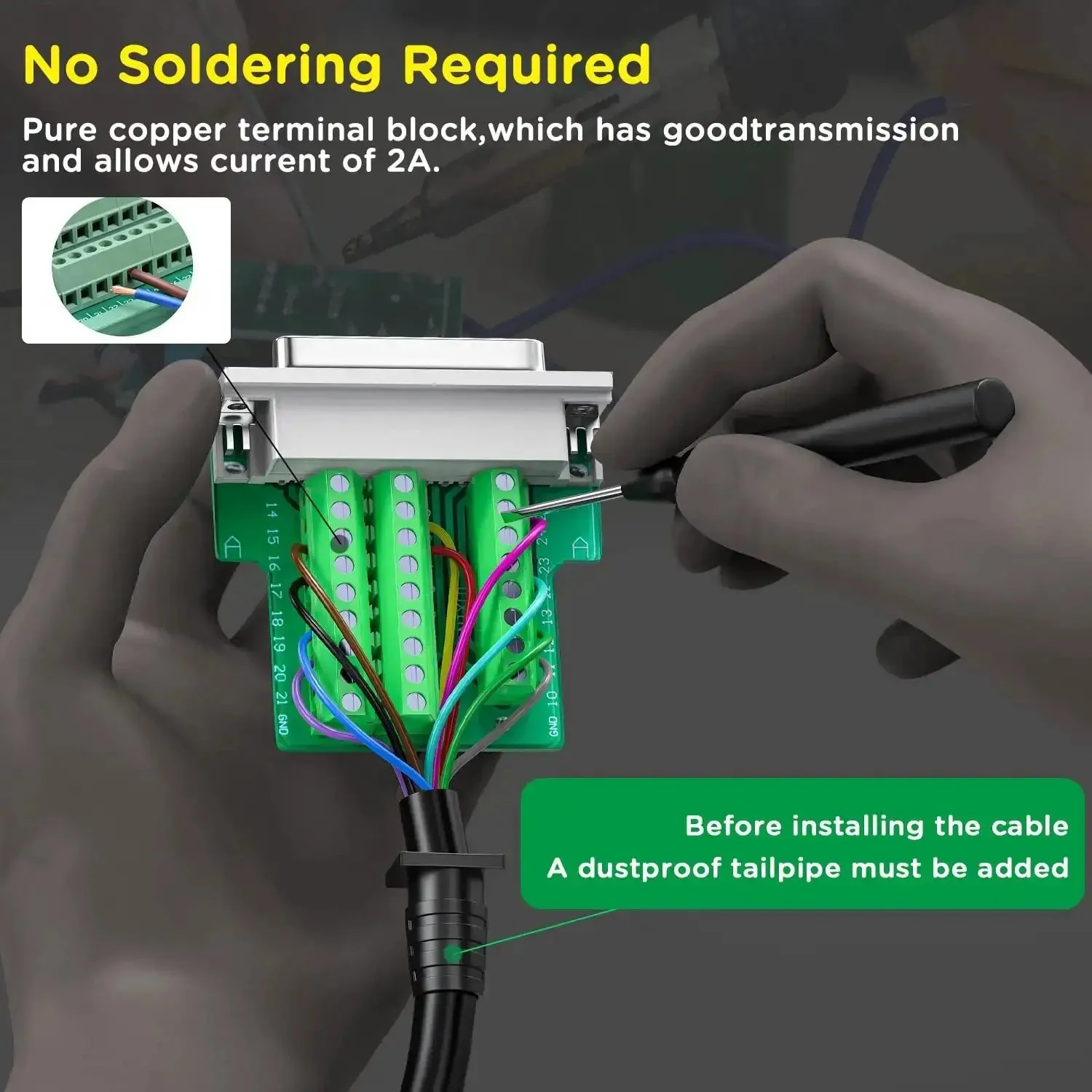 No Soldering Needed DB25 Male And Female Serial Adapters Kit For DIY RS232 D Sub 25 Pin Cabling With Terminal Connectors Bolts And Nuts Two Pack Easy Wire Up For Quick Cable Building And Troubleshooting - Image 9