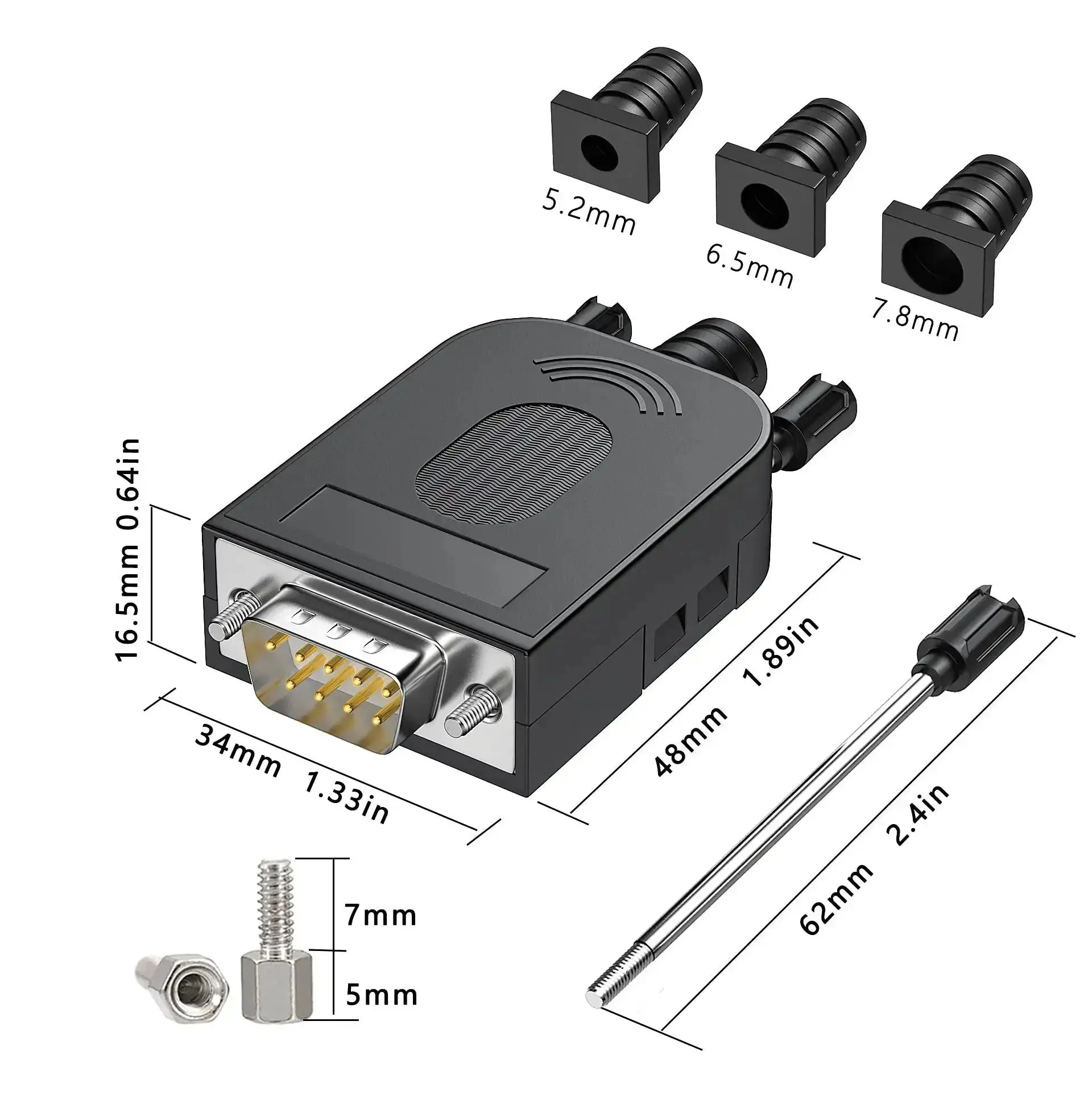 No Soldering Needed DB9 Serial Adapters Kit 1 Male 1 Female D Sub 9 Pin Connector For RS232 RS485 DIY Cable Build Easy Terminal Wiring Bolts Nuts And Screwdriver Included - Image 4