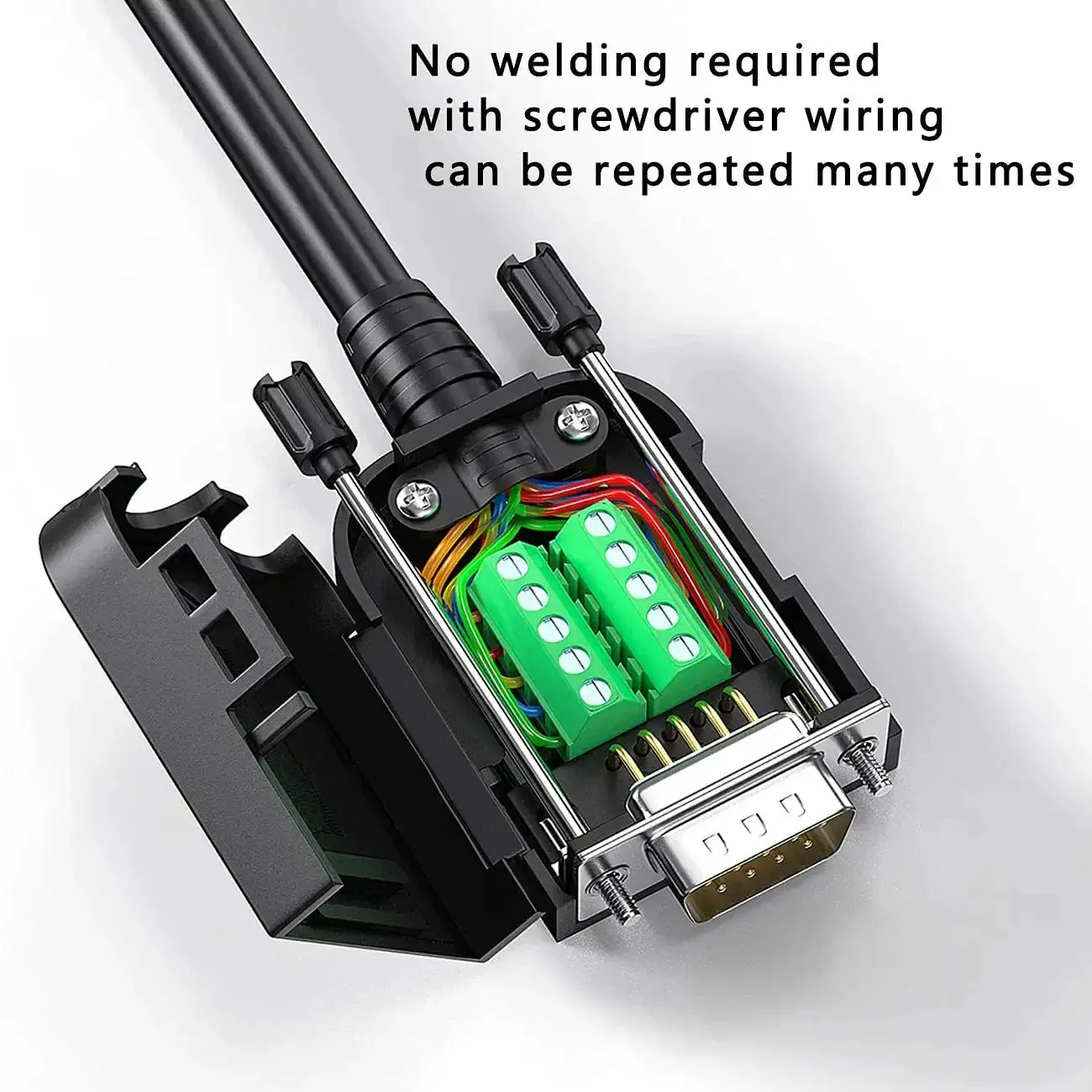 No Soldering Needed DB9 Serial Adapters Kit 1 Male 1 Female D Sub 9 Pin Connector For RS232 RS485 DIY Cable Build Easy Terminal Wiring Bolts Nuts And Screwdriver Included - Image 6
