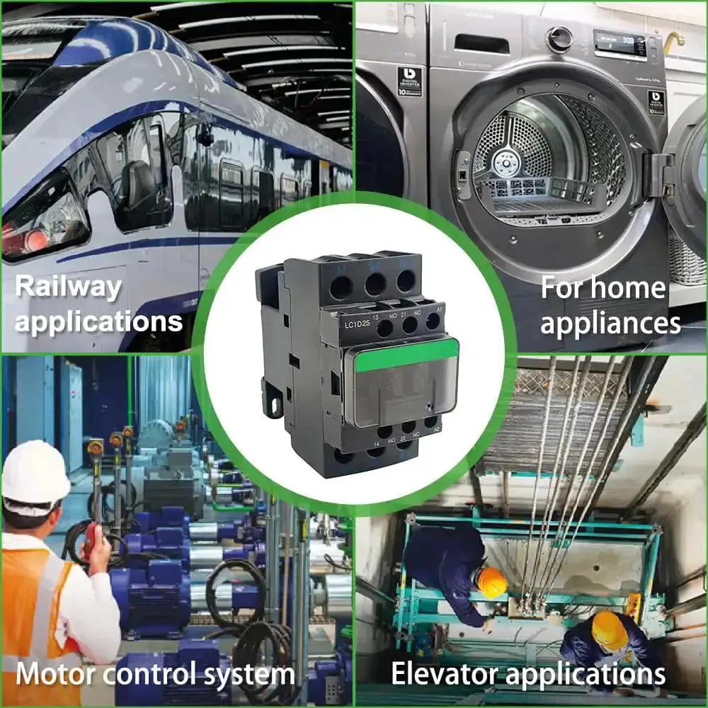 Non Reversing 3 Pole Contactor, 25A, 120VAC Coil, 1 NO and 1 NC Auxiliary, Heavy Duty Motor Starter For 3 Phase Systems, Ideal For Motors, Lighting, And Heaters, 50 60 Hz, Supports Up To 15 HP At 480V - Image 2