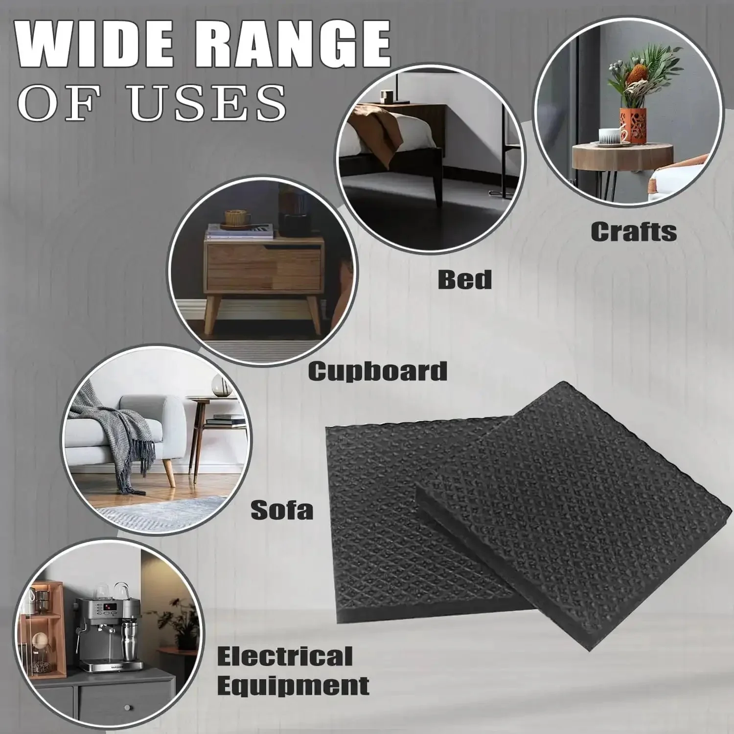 Non Slip Furniture Pads 16 Pack Two Inch Grippers For Hardwood Floors And Tile Self Adhesive Rubber Feet That Stop Slips On Couches Tables Chairs Beds And Appliances Protect Floors From Scratches And Shifts - Image 4