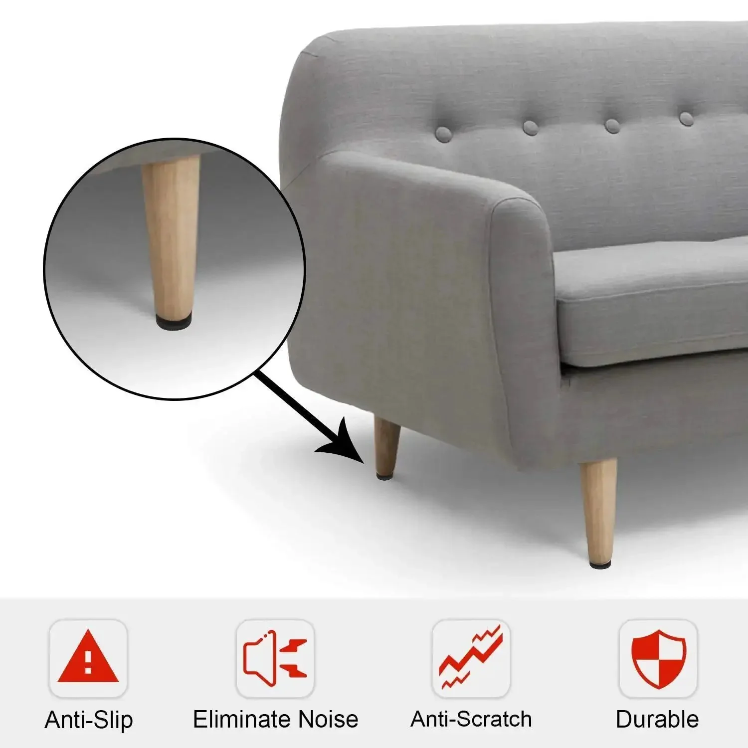 Non Slip Furniture Pads 24 Pack 2 Inch Floor Protectors For Hardwood Tile Laminate Keep Your Couch Tables Chairs And Appliances From Sliding And Scratches With Self Adhesive Rubber Feet - Image 6