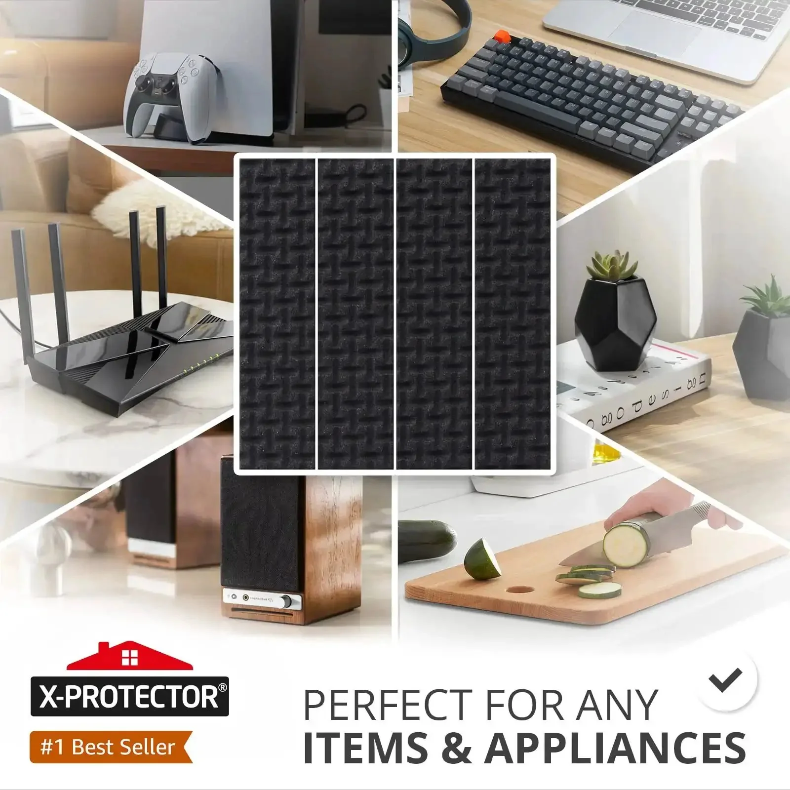 Non Slip Rubber Strips Eight Pack Self Adhesive Grip Pads For Keyboard, Appliances, And Home Office Gear, Universal Black Anti Slip Feet, Protect Surfaces, Keep Small Items From Slipping And Shifting - Image 6