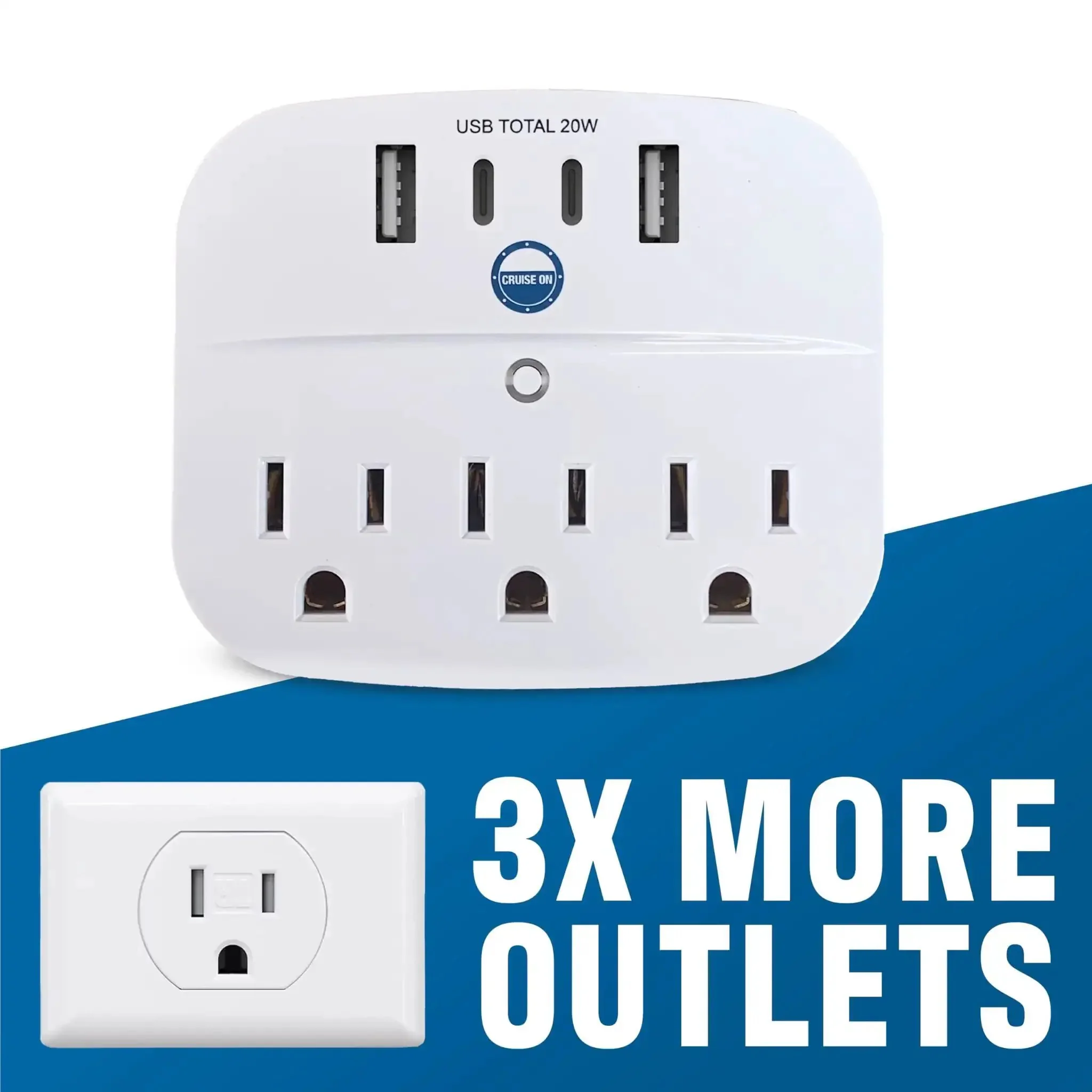 Non Surge Cruise Power Strip With Two USB C Ports, Two USB A Ports, And Three AC Outlets, Cruise Ship Compliant For Carnival, Celebrity, Princess, Norwegian, MSC And Other Major Lines, No Extension Cord Required, Safe On Board - Image 4