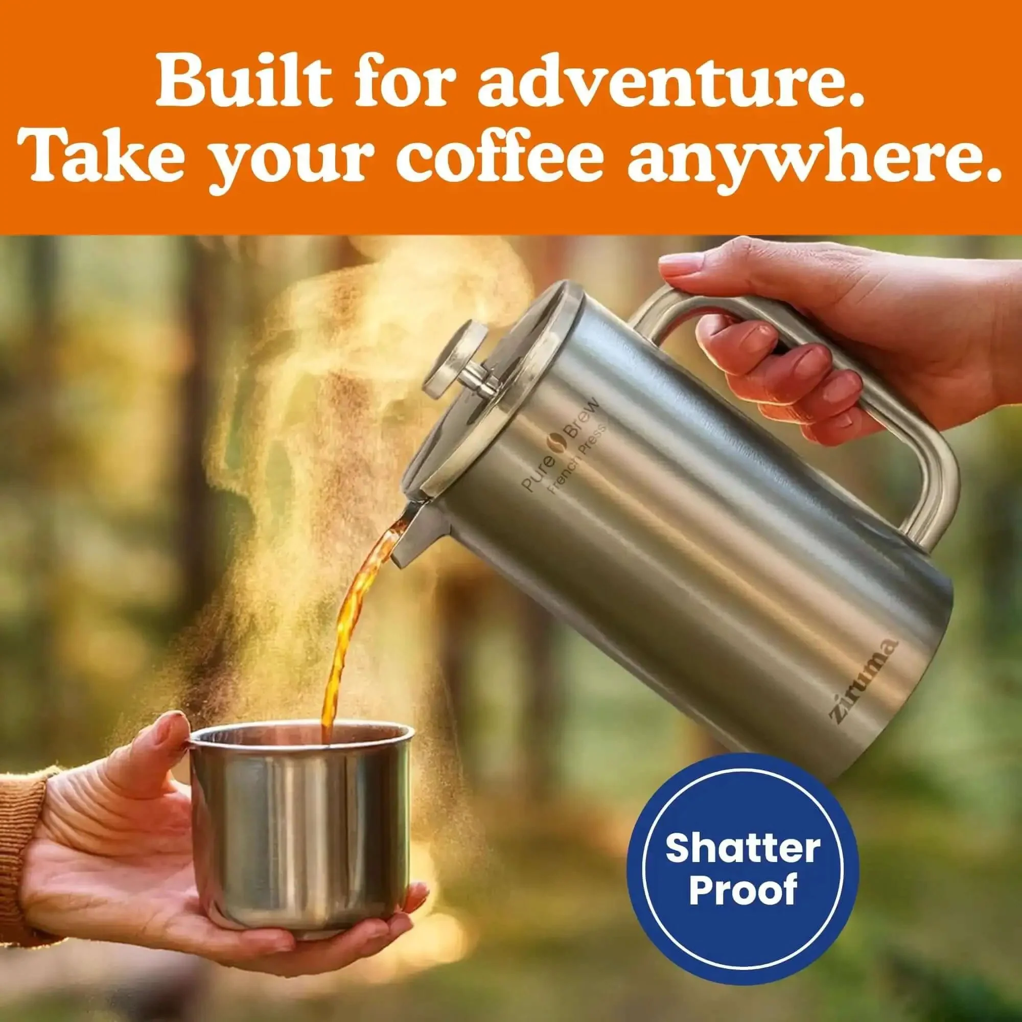Non-Toxic French Press Coffee Maker With Surgical Grade 316 Stainless Steel Plastic Free And Heavy Metal Free No Endocrine Disruptors 34 Oz Double Wall 4 Layer Filter Portable On The Go Brew For Health Conscious Fans - Image 2