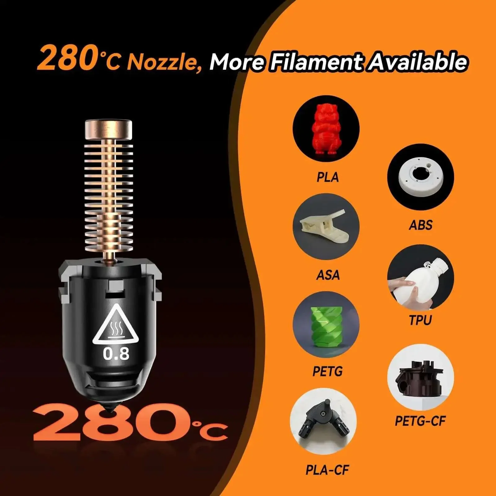 Nozzle Assembly For Adventurer 5M 3D Printer Quick-Release 0.8mm Nozzle High Temp 280C Fast Heat Up In 35 Seconds Smooth 32mm3s Flow Swap In 3 Seconds Built For Faster Easier Printing - Image 6