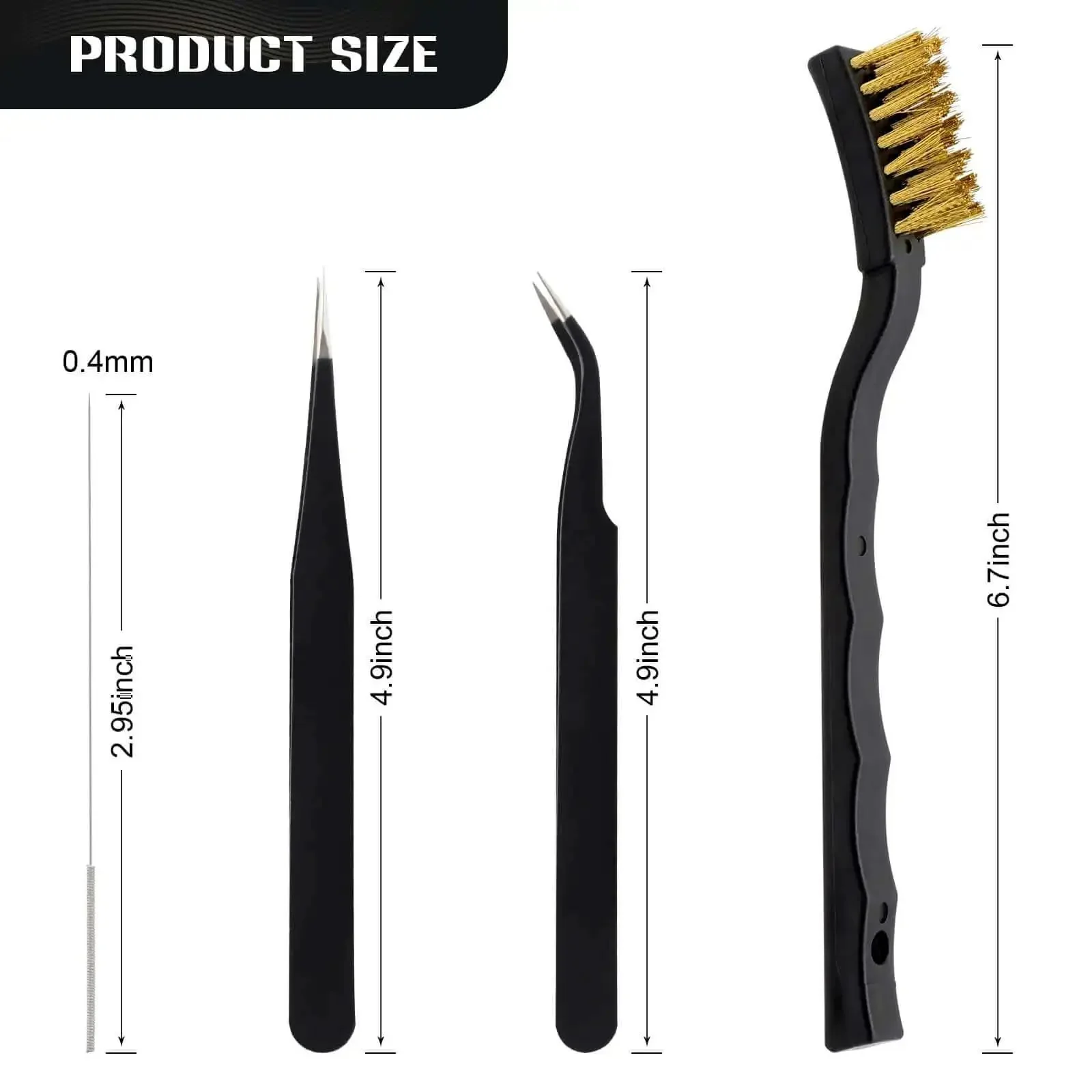 Nozzle Cleaning Kit For 3D Printers With Brush And Pro Tools, Includes 10 Cleaning Needles 0.4mm, Two Types Tweezers, Copper And Stainless Wire Cleaning Brushes, All In One Tool Set For Nozzle, Hotend, Gaps, And Residue Removal - Image 7