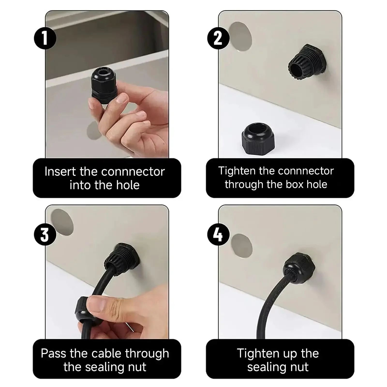 NPT 1In Cable Gland IP68 Waterproof Strain Relief Cord Connector For Electrical Box Wire Adjustable PA Nylon Cable Gland Black Finish Fits One Quarter Inch To One Inch Cables Heavy Duty Seal - Image 2