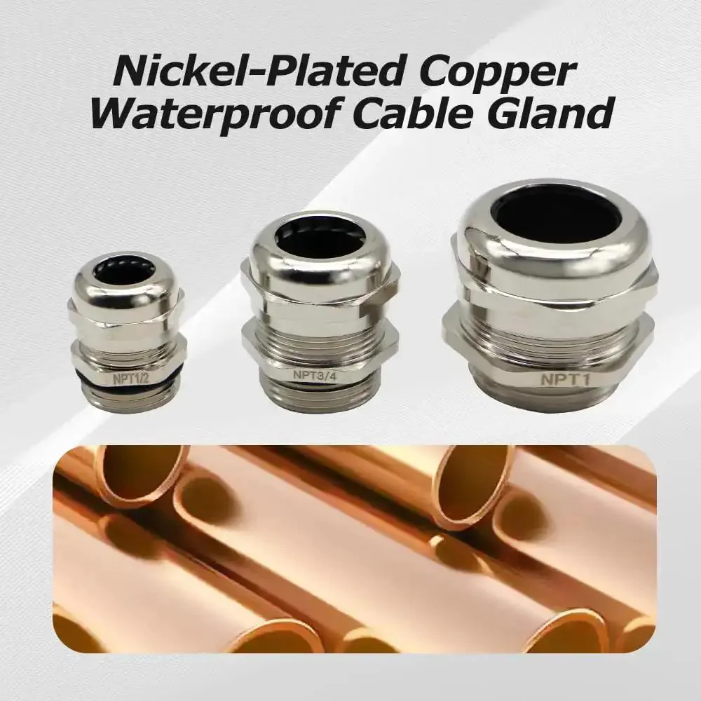 NPT Three Quarter Inch Nickel Plated Brass Waterproof Cable Glands Set Of Four With Adjustable Thirteen To Eighteen Millimeters Weather Tight Strain Relief Connectors IP68 Submersible Rated Easy Install And Corrosion Resistant - Image 5