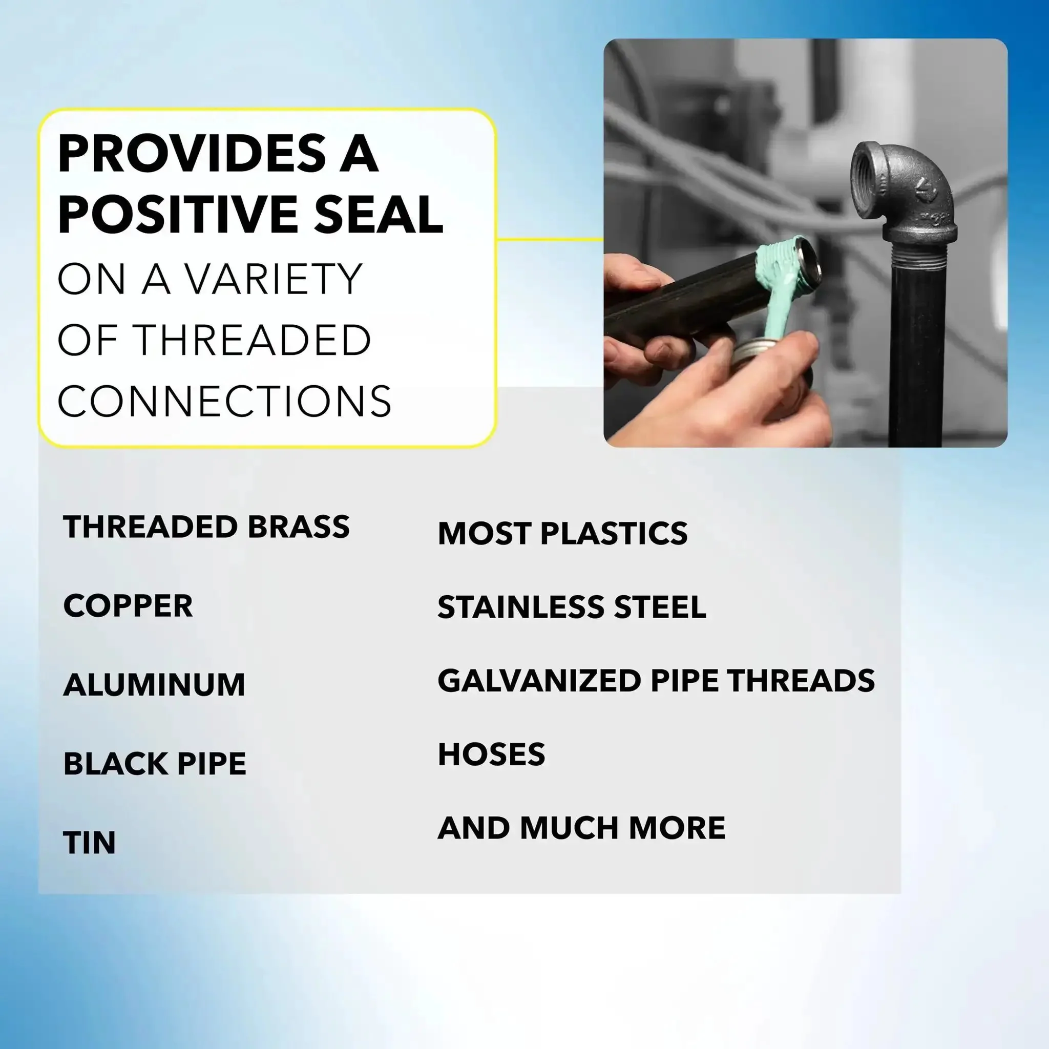 NT Pipe Thread Sealant For Metal And Plastic Heavy Duty High Performance No Drip Leak Protection NSF PFAS Free 1 Pint Brush In Cap Works From Minus Fifty Degrees Fahrenheit To Four Hundred Degrees Fahrenheit Seals Up To Six Thousand PSI Made In USA - Image 2