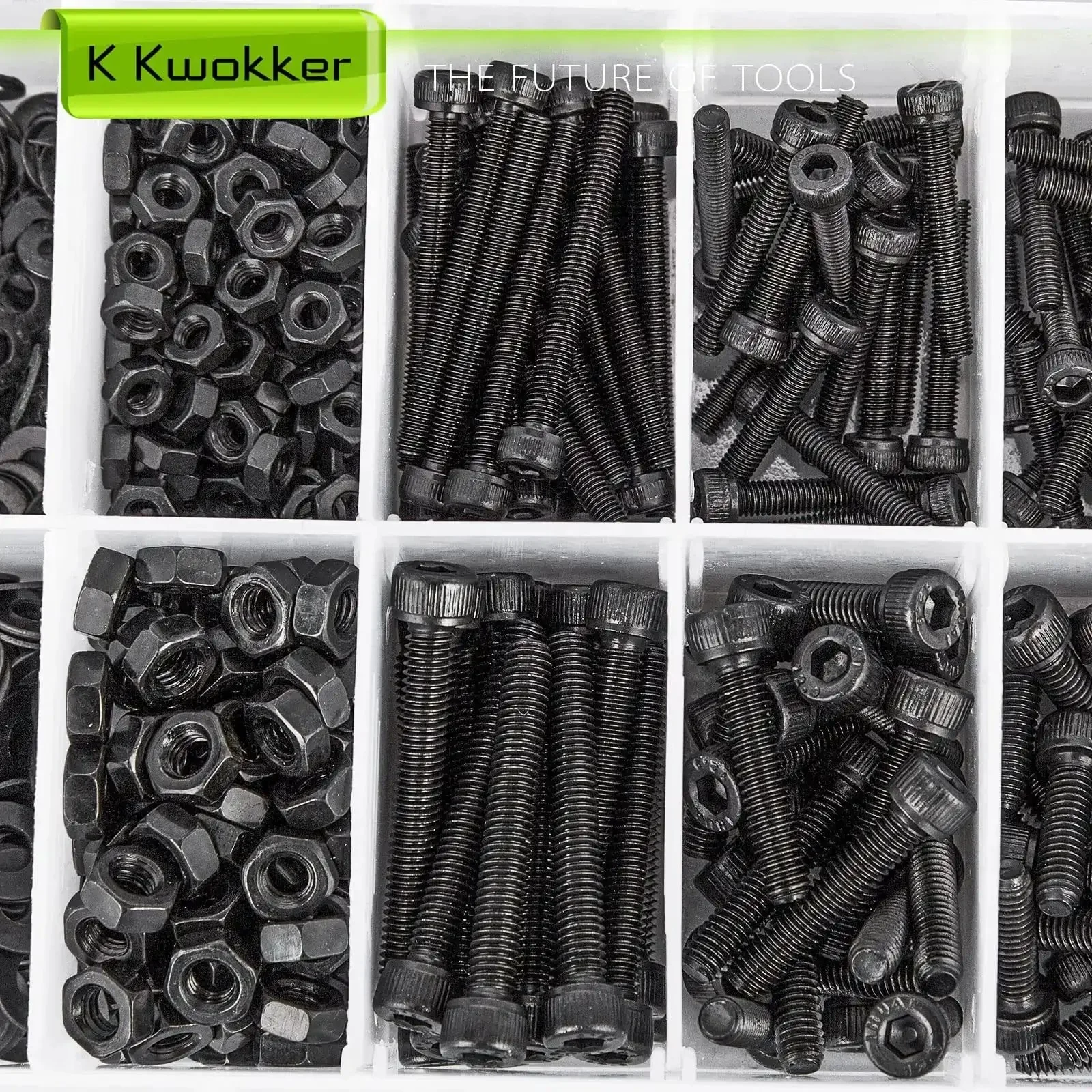 Nut And Bolt Kit With 1570Pcs M2 To M5 Hex Socket Head Screws, Nuts, Washers And Lock Washers, Zinc Plated Alloy Steel Fasteners, 24 Size Set With Six Lengths 8 10 12 16 20 25mm, Great For DIY Projects - Image 9