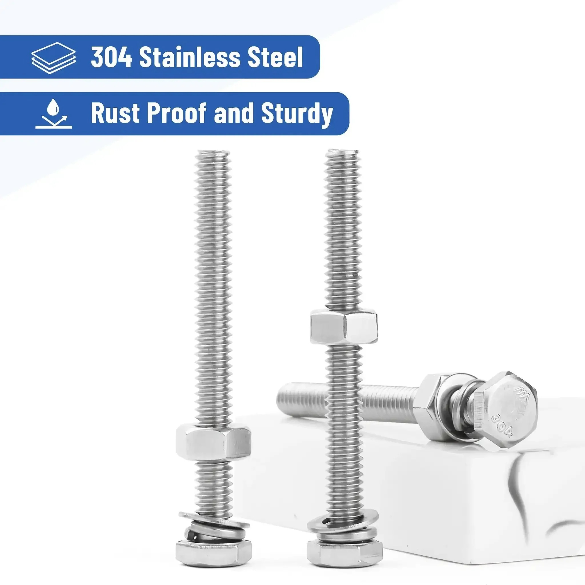 Nuts And Bolts Set 1/4-20 By 2-1/2 Inch Stainless Steel With Hex Nuts And Flat And Lock Washers, 10 Complete Sets For Everyday Diy Auto And Garage Projects Built Tough As Nails - Image 6