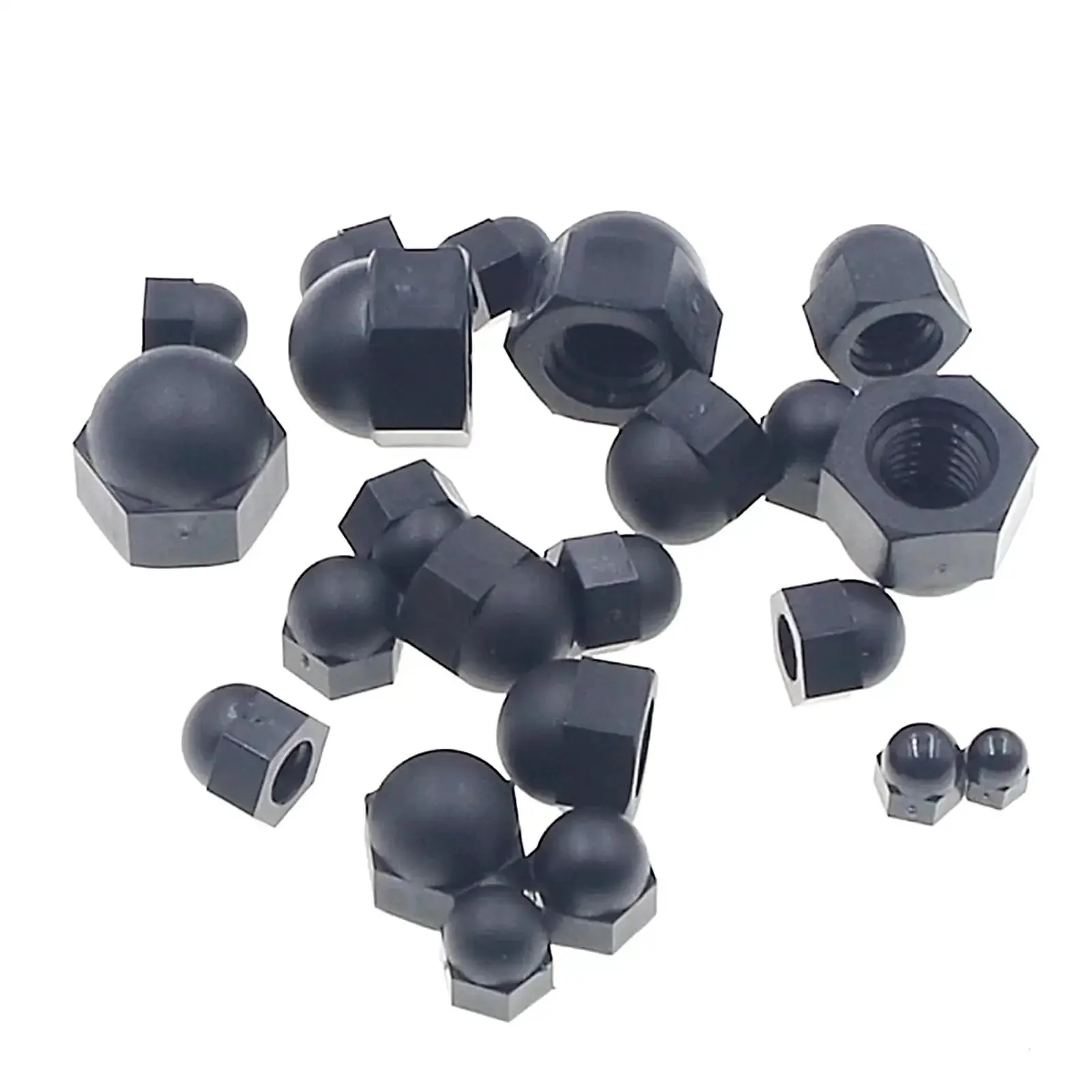 Nylon Acorn Hex Cap Nuts Assortment Kit In Metric Sizes M3 M4 M5 M6 M8 M10 Black Finish Smooth Rounded Head To Protect Threads Coarse Thread Must Have For DIY Projects Pro Grade Quality And Home Repairs - Image 4