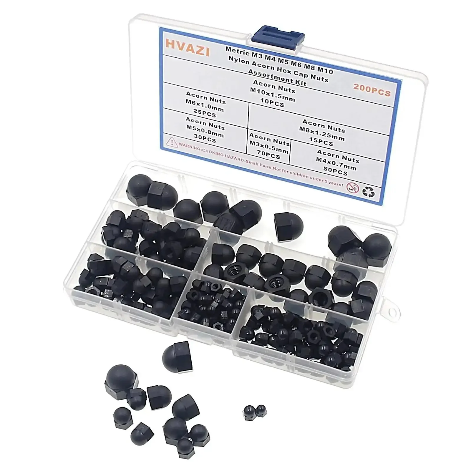 Nylon Acorn Hex Cap Nuts Assortment Kit In Metric Sizes M3 M4 M5 M6 M8 M10 Black Finish Smooth Rounded Head To Protect Threads Coarse Thread Must Have For DIY Projects Pro Grade Quality And Home Repairs - Image 6