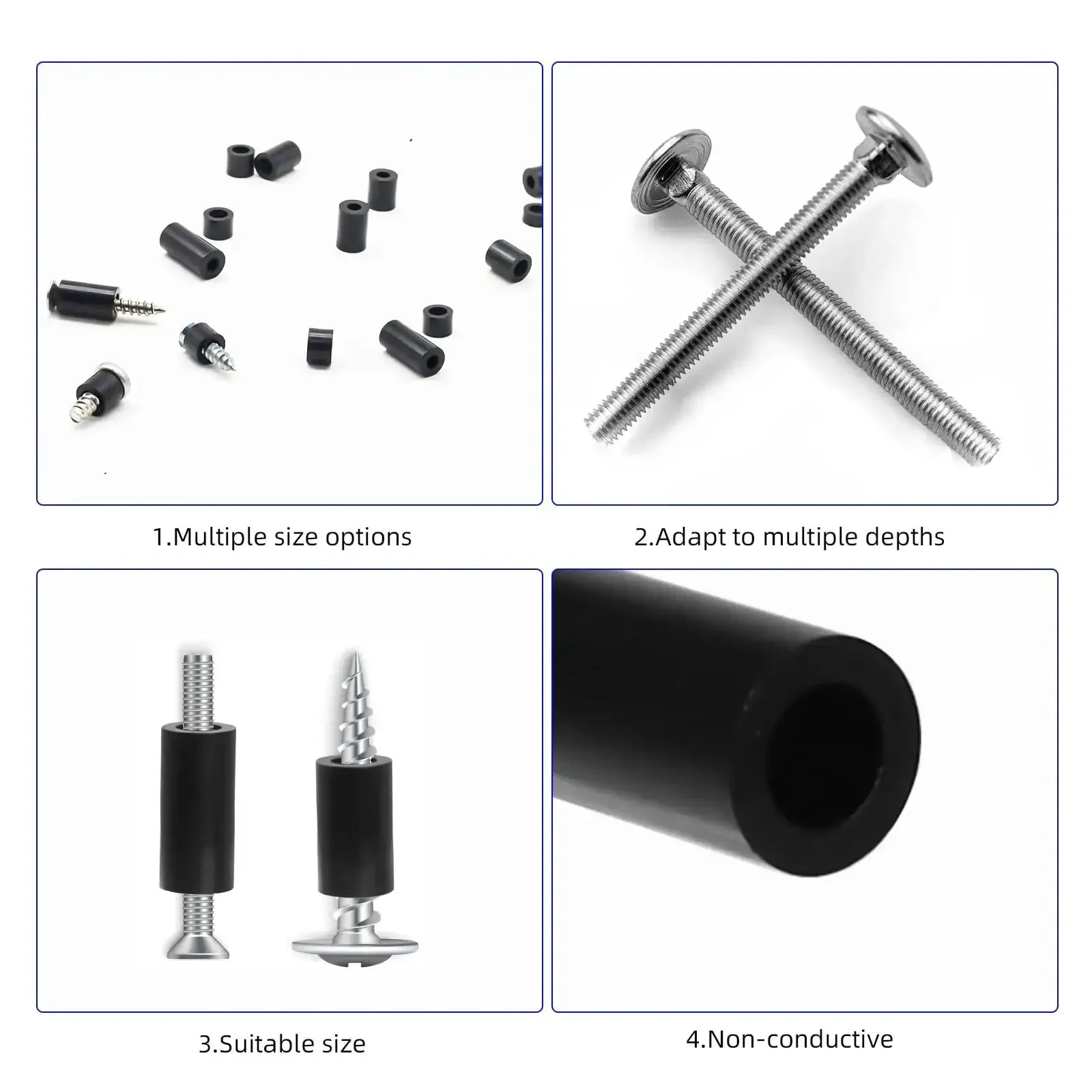 Nylon Outlet Spacer Kit For Electrical Sockets Round Unthreaded Spacers Compatible With M3 And M4 Screws Black Stabilizers To Fix Loose Switches And Receptacles Fast Fix For Unstable Or Sunken Outlets - Image 6