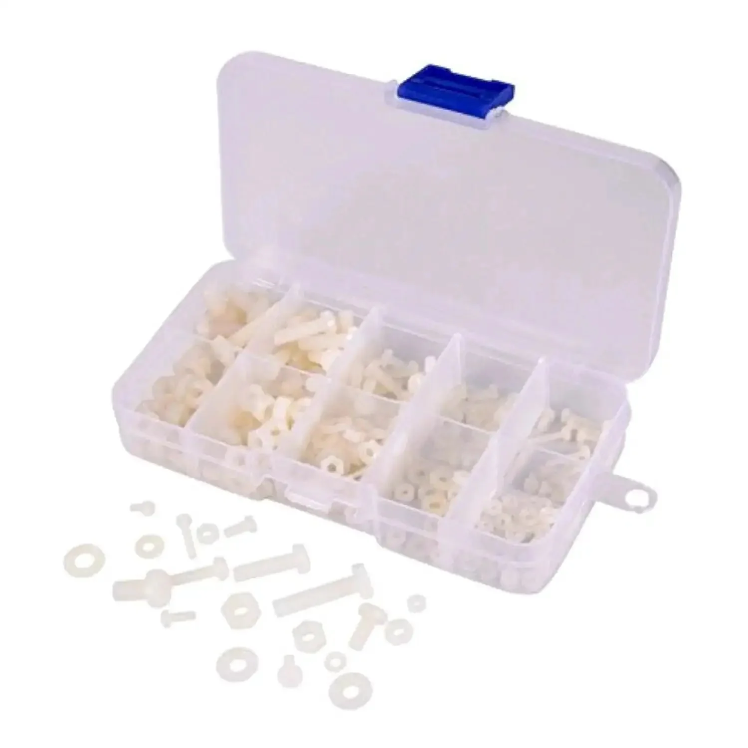 Nylon Screw Nut Washer Assortment Kit M2 To M5 With 270 Pieces In Clear Plastic Box Perfect For DIY Projects RC Models Drones Electronics And Hobby Repairs