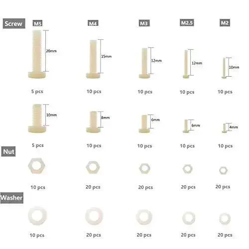 Nylon Screw Nut Washer Assortment Kit M2 To M5 With 270 Pieces In Clear Plastic Box Perfect For DIY Projects RC Models Drones Electronics And Hobby Repairs - Image 7