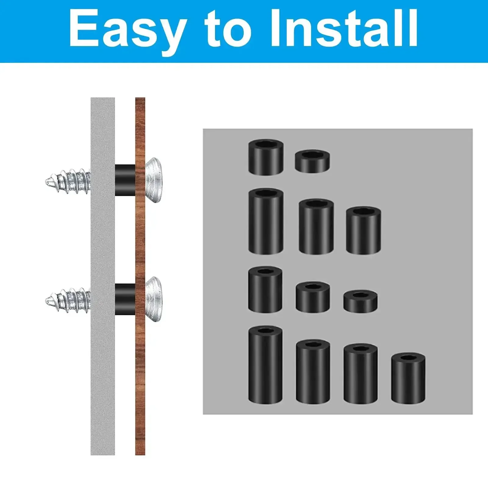 Nylon Spacers Set M6 And M8, 81-Piece Non-Threaded Round Standoffs For PCB Motherboard Circuit Board Switch And Receptacle - Black Assortment Kit For Precise Mounting, Quick Build And Handy Electronics Projects - Image 4