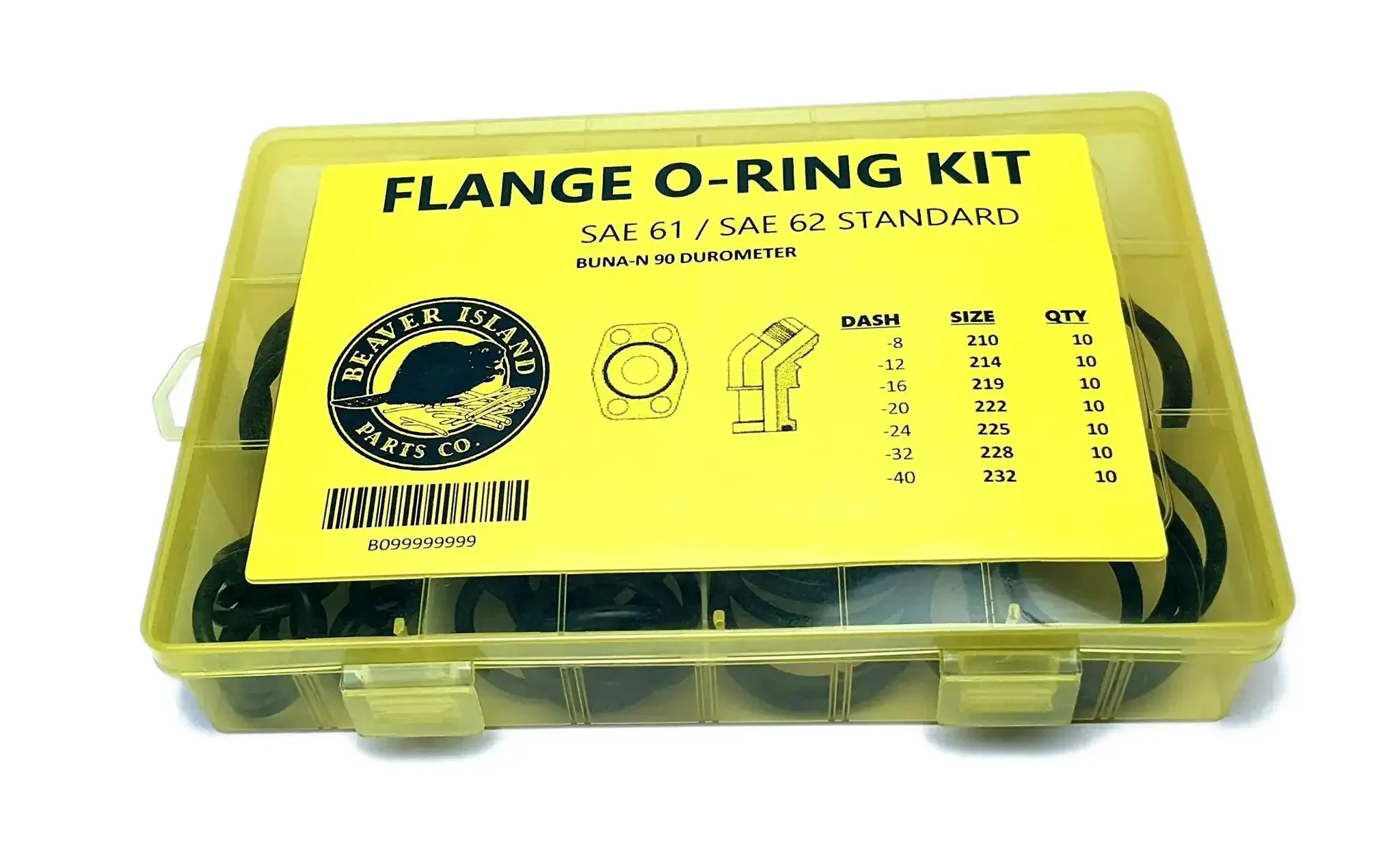 O Ring Kit For Hydraulic Systems With 70 Pieces In 7 Common Sizes Buna N 90 Durometer O Rings SAE Code 61 And 62 Flange Fittings Oil Resistant And Weather Tough Heat Safe To 212F Intermittent To 250F Cold To Minus 30F Easy DIY Repairs