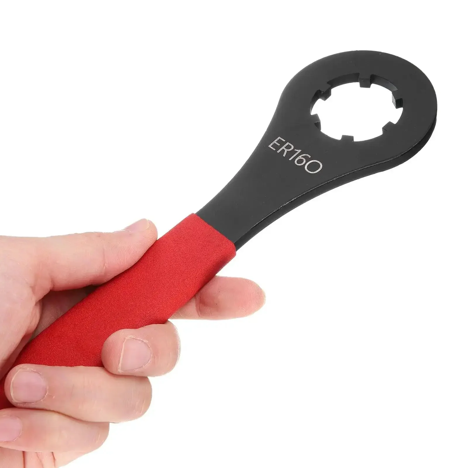 O-Type Collet Chuck Wrench Spanner For ER16 Lathe Clamping Nut With Red Non Slip Handle Carbon Steel Forged For Toughness And Black Oxide Finish With A Heavy Duty Feel 200mm Total Length - Image 3