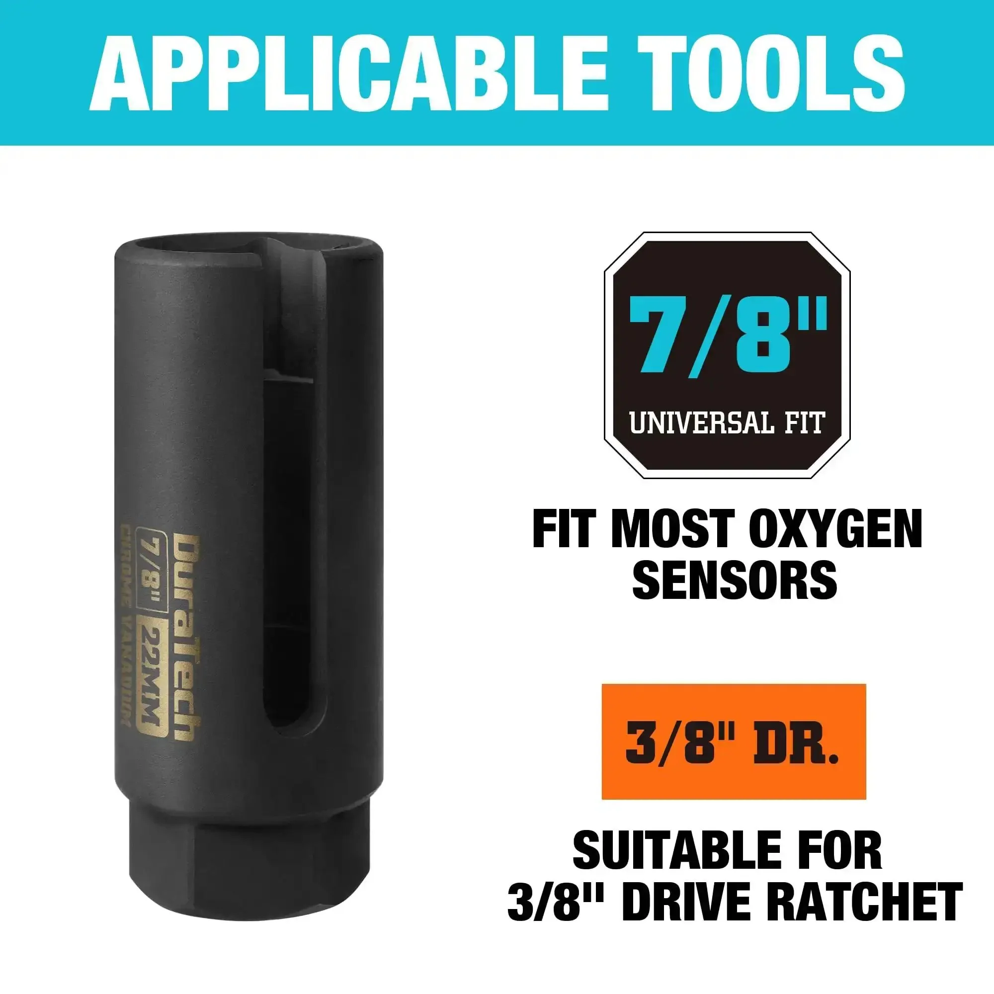 O2 Oxygen Sensor Socket 22mm For Three-Eighths Inch Drive With Side Wire Gate Chrome Vanadium Steel Removal And Installation Tool For Quick No-Fuss O2 Sensor Swap - Image 7