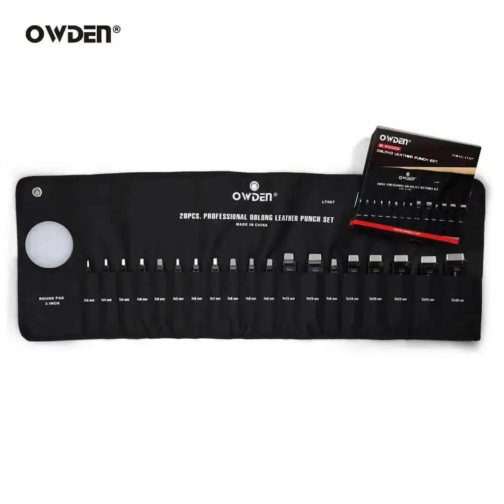 Oblong Leather Hole Punch Set With 19 Sizes And Nylon Pad, Pro Grade Leatherworking Tools In Hardened Alloy Steel For Clean, Precise Punches On Belts, Wallets, Bags And Other Leather Projects - Image 2