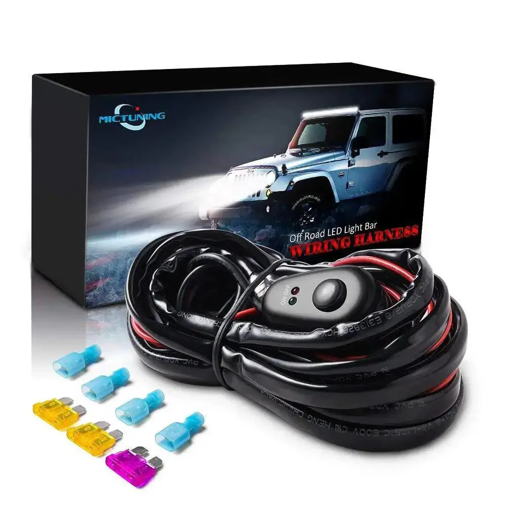 Off Road LED Light Bar Wiring Harness With 40A Relay Inline Fuse And On Off Switch Two Lead Wires Plug And Play Universal Fit For 7 Inch To 40 Inch Light Bars Up To 180 Watts Durable Copper Wire - Image 2