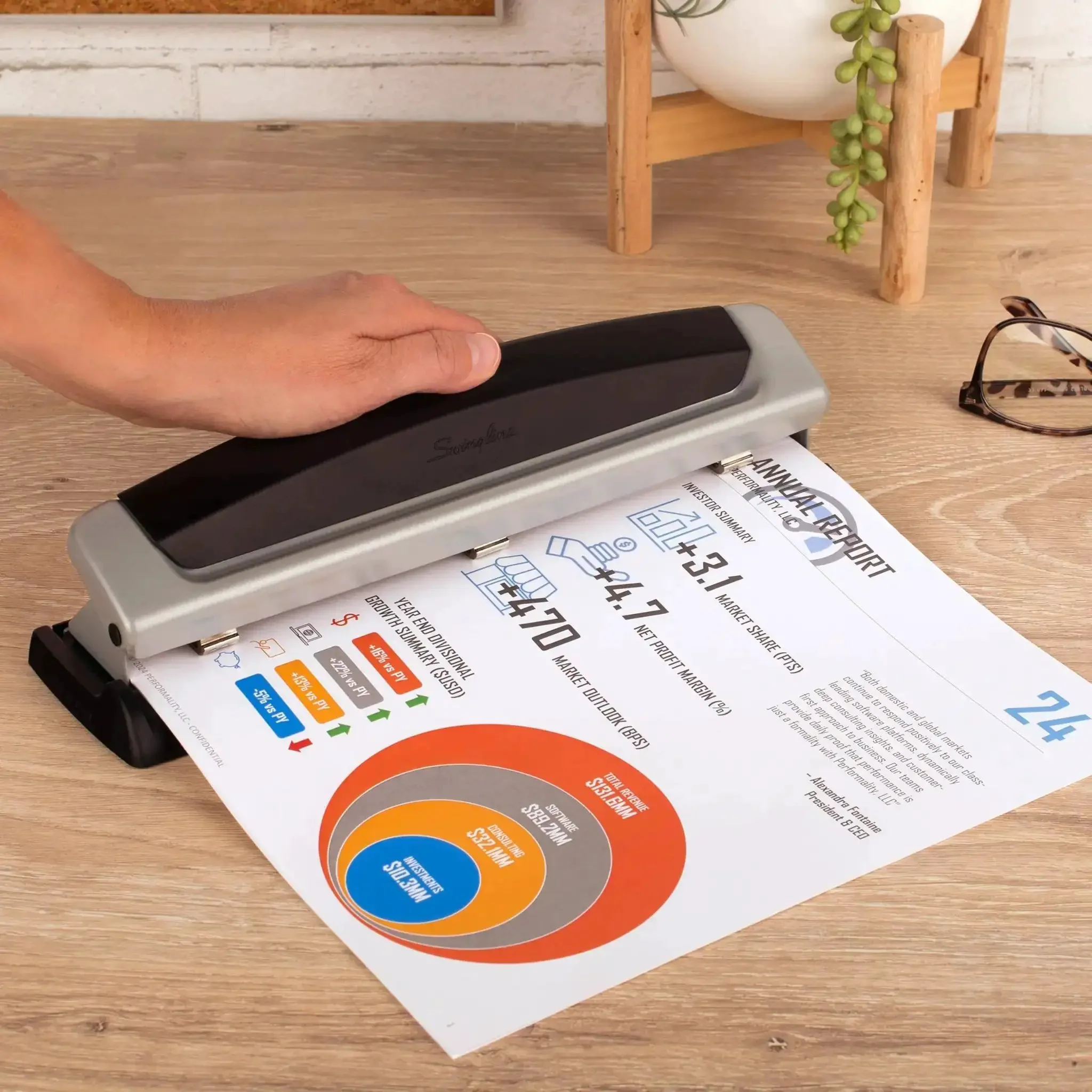 Office Workhorse 3 Hole Paper Punch With Adjustable 2 To 3 Hole Settings 10 Sheet Capacity Heavy Duty Metal Puncher Precision Pro Performance Black And Silver Ideal For Binders Filing And School Or Home Office Tasks - Image 6