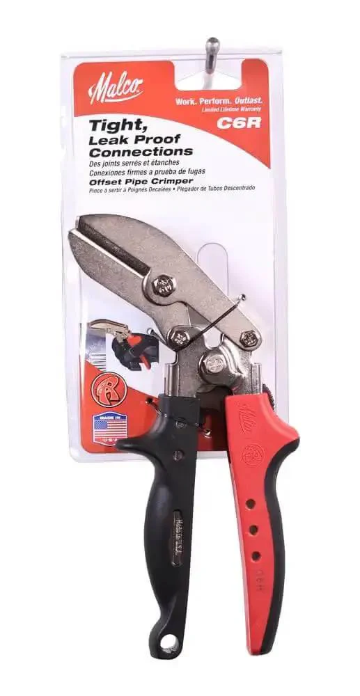 Offset Five Blade Duct Crimper For Tight Quarters And Overhead Runs One And Five Eighths Inch Double Crimp HVAC Duct Tool With Ergonomic Non Slip Handles One Hand Operation Easy Leverage Built Tough Made In USA - Image 2