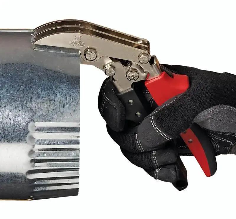 Offset Five Blade Duct Crimper For Tight Quarters And Overhead Runs One And Five Eighths Inch Double Crimp HVAC Duct Tool With Ergonomic Non Slip Handles One Hand Operation Easy Leverage Built Tough Made In USA - Image 3