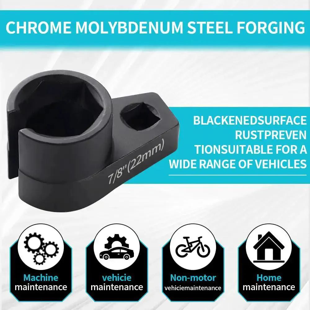 Offset O2 Sensor Socket 7/8 Inch (22mm) With 3/8 Inch Drive, Universal Fit For Vehicle Oxygen Sensor Removal And Installation, Durable Cr-Mo Steel Construction, Heavy Duty Tool For Quick Hassle-Free Sensor Service - Image 5