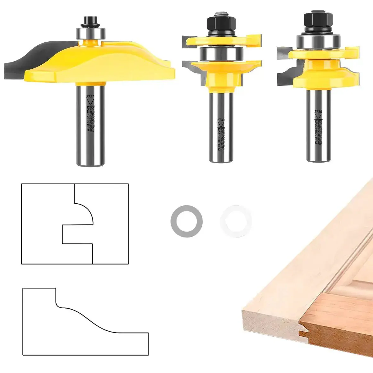 Ogee Three Bit Raised Panel Cabinet Door Router Bit Set With One Half Inch Shank Carbide Tipped For Clean Trim And Grooving Universal Fit For Benchtop Routers Budget Friendly DIY Cabinet Making Kit