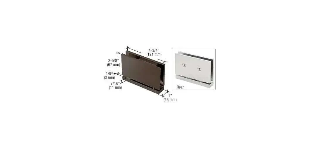 Oil Rubbed Bronze Senior Cardiff Glass Door Hinge For Half Inch Thick Glass Heavy Duty 145 Lb Capacity 36 Inch Max Width Square Corner Design Adapts To Deluxe Header System Cardiff Series - Image 6