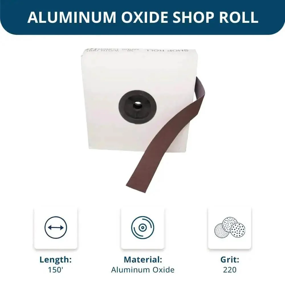 One And A Half Inch By One Hundred Fifty Foot Emery Cloth Sandpaper Shop Roll For Hand Sanding Wood Furniture Metal Polishing And Finishing 220 Grit Aluminum Oxide Abrasive Great For Cars And Plumbing Projects - Image 3