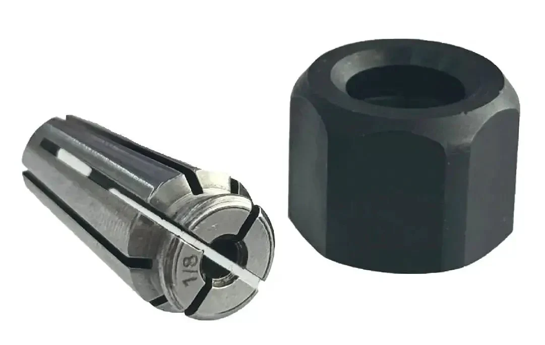 One Eighth Inch Collet And Nut Assembly With Socket Head Black Steel Zinc Coated Right Hand Coarse Unified National Coarse Thread Replacement Part For Heavy Duty Machining And Pro Grade Tooling