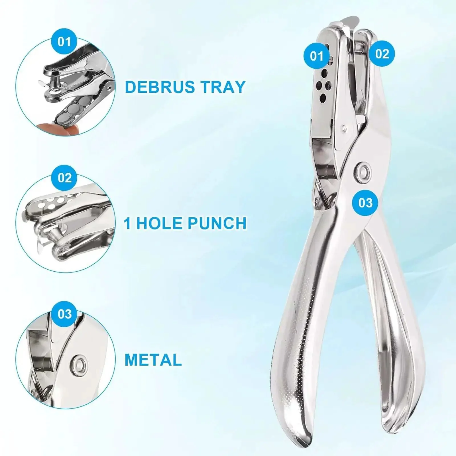 One Eighth Inch Single Hole Punch Tool Twenty Four Pack Handheld Metal Paper Puncher For Tags Diy Craft Scrapbook Tickets Ergonomic Silver Tone For Office And School Use - Image 5