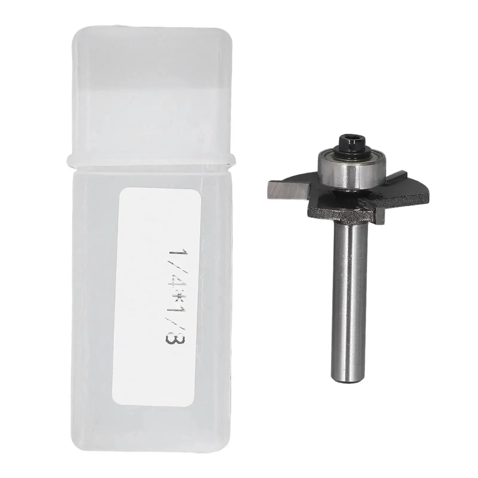 One Eighth Inch T Slot Router Bit With Quarter Inch Shank, Three Flute Ball Bearing Cutter And Half Inch Bearing, Tungsten Carbide Tip For Wood Grooving And Spline Joints, Heavy Duty Build For Precision Cuts In Hardwood Plywood And More