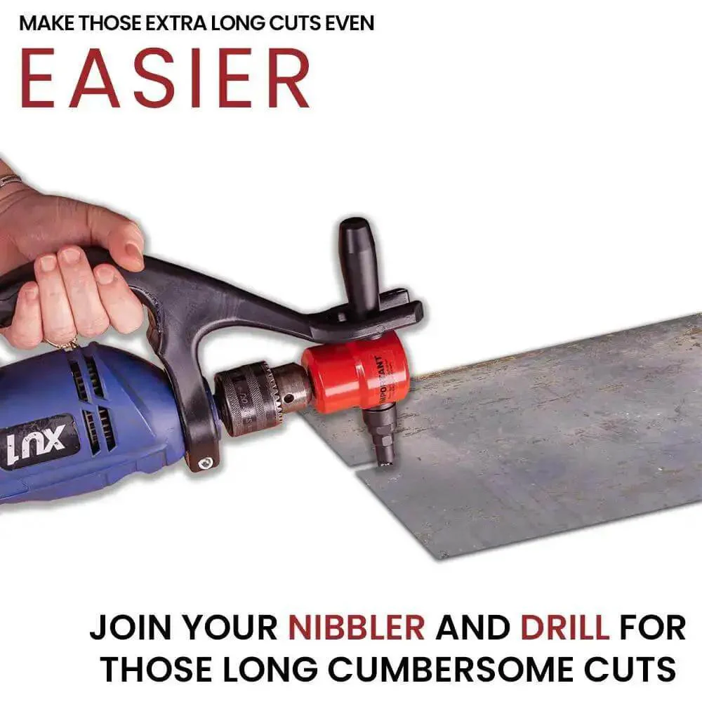 One-Handed Drill And Nibbler Attachment Turns Your Drill Into A Pro Nibbler Combo For Effortless Long Cuts Ergonomic Design Fits Hammer Style Drills With 43mm Collar Ideal For Fast Clean Metal And Aluminum Cutting - Image 5