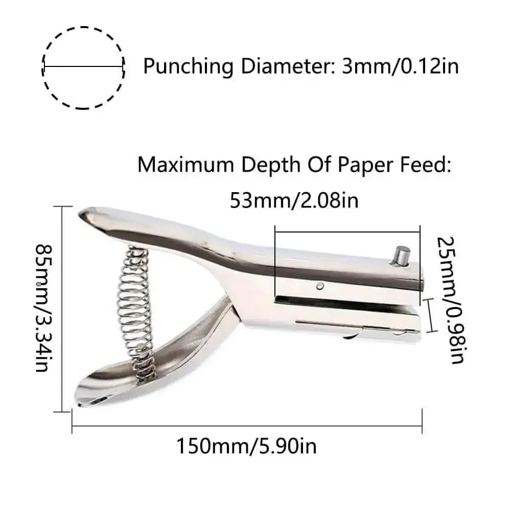 One Hole Metal Punch Tool For Crafts On The Go Circle Slot Handheld Punch For Paper Card Stock Wood Plastic Bags 3mm Hole Punch Portable Lightweight Easy Grip - Image 9