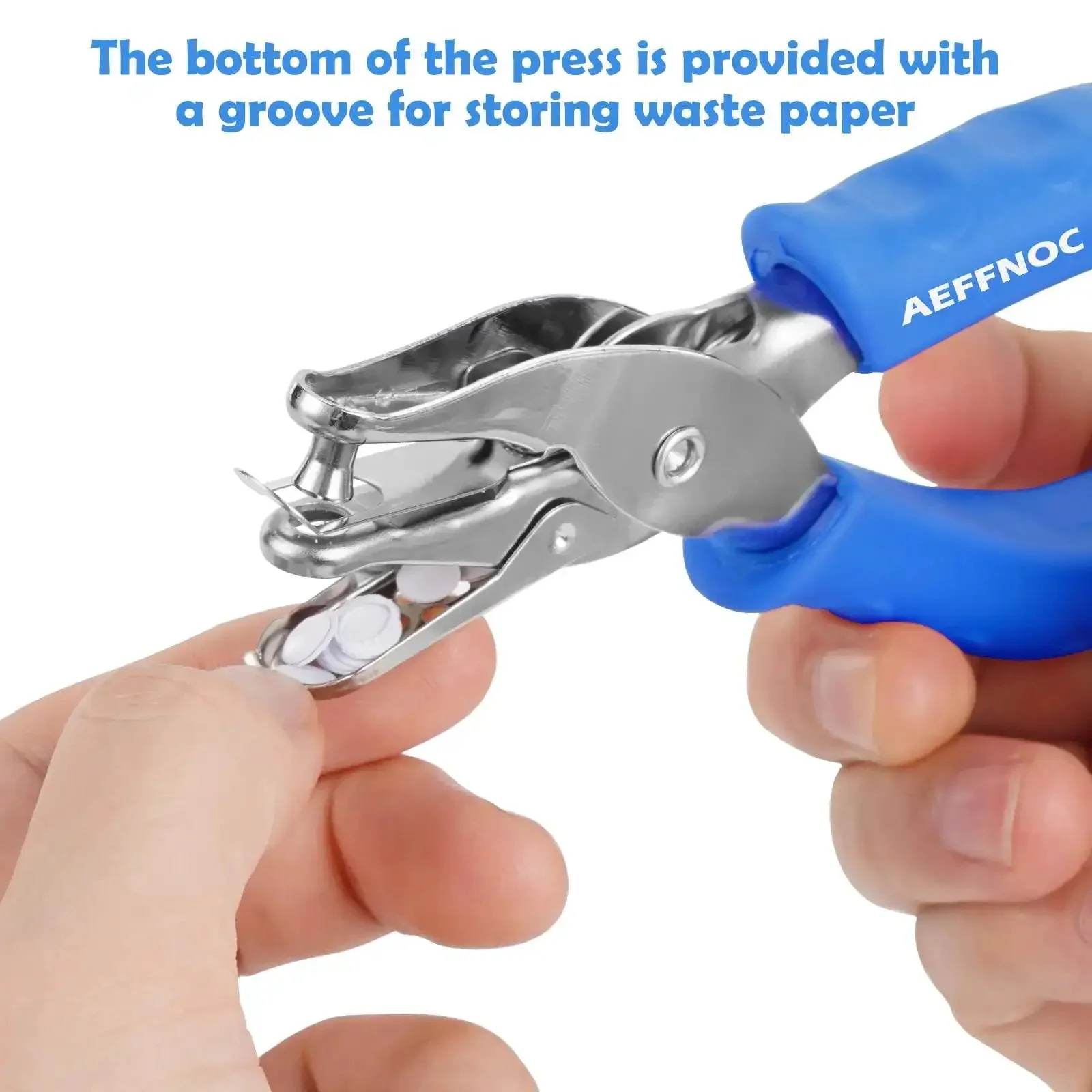 One Hole Paper Punch With Soft Grip Handle One Quarter Inch Hole Puncher For Crafts And Scrapbooks With Mess Tray Six Sheets Capacity Durable Metal Construction Blue - Image 5
