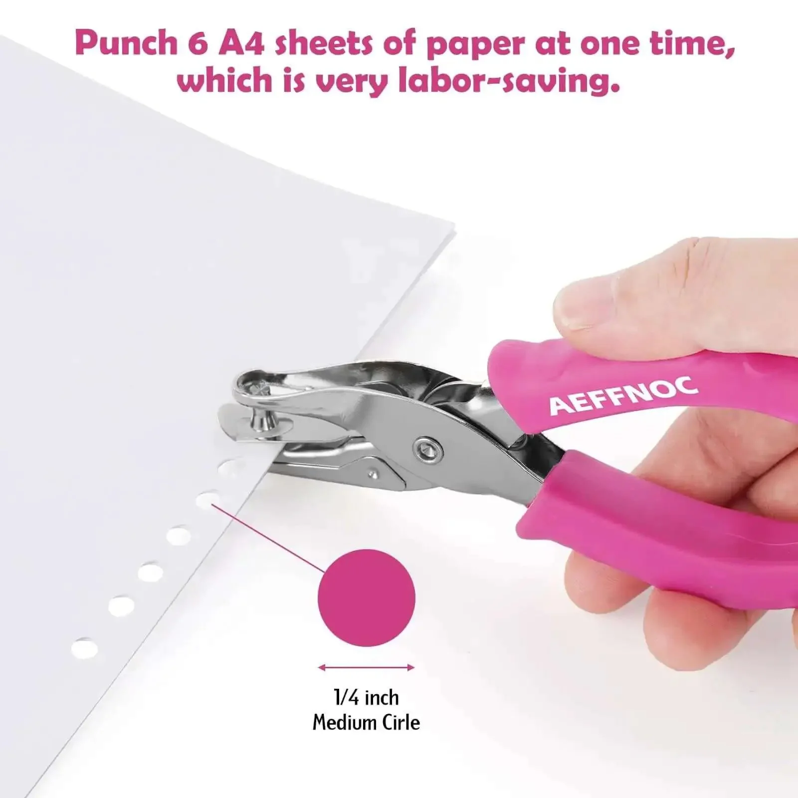 One Hole Punch With Soft Grip Handle For Paper One Quarter Inch Hole Punch Pink With Mess Tray Six Sheet Capacity Ideal For Crafts And Scrapbooks Great For DIY Projects - Image 6