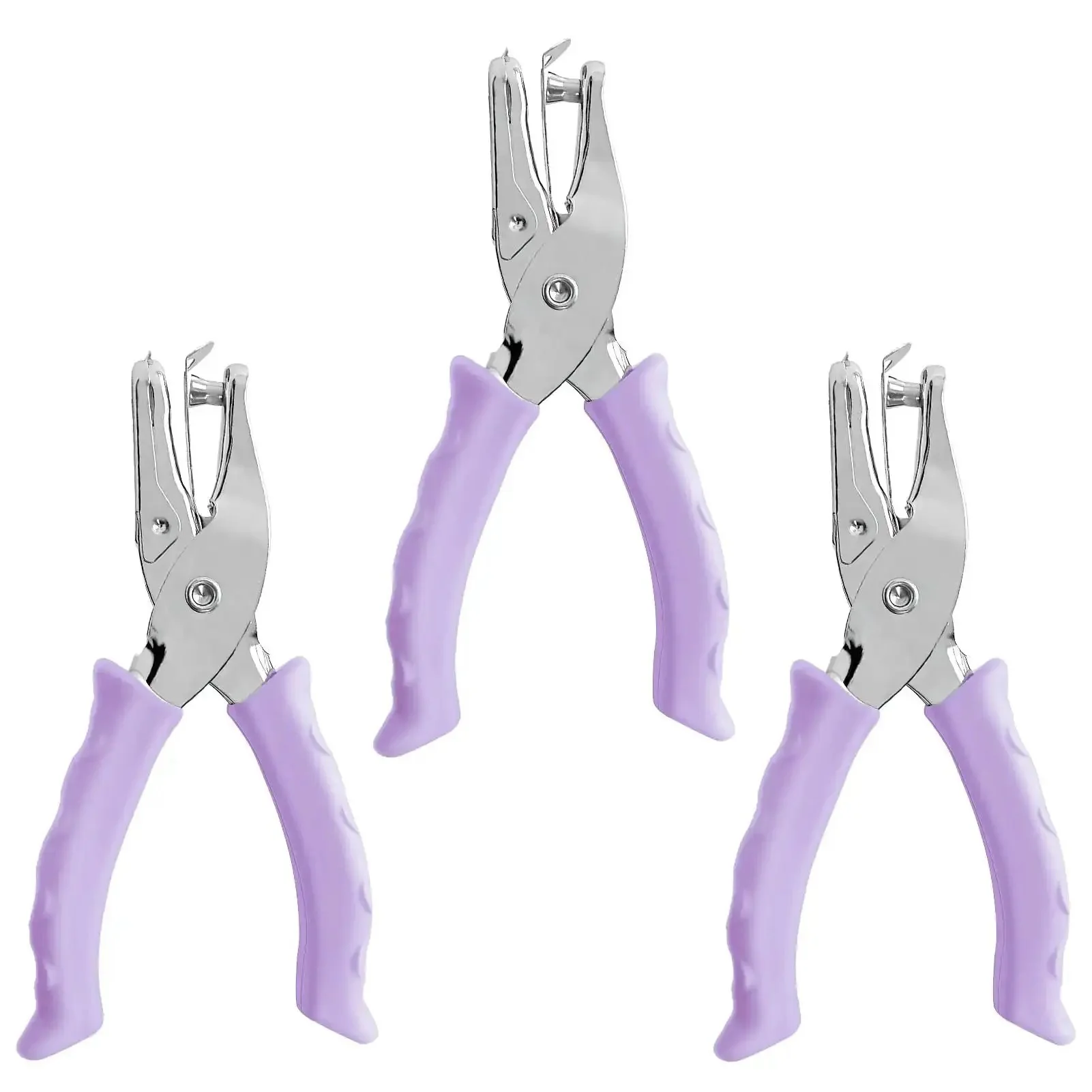 One Hole Puncher For Paper Crafts With Purple Soft Grip Handle Three Pack Handheld Circle Punch For Home Office Classroom Use Kid Friendly For Adults And Kids One Quarter Inch Hole Size