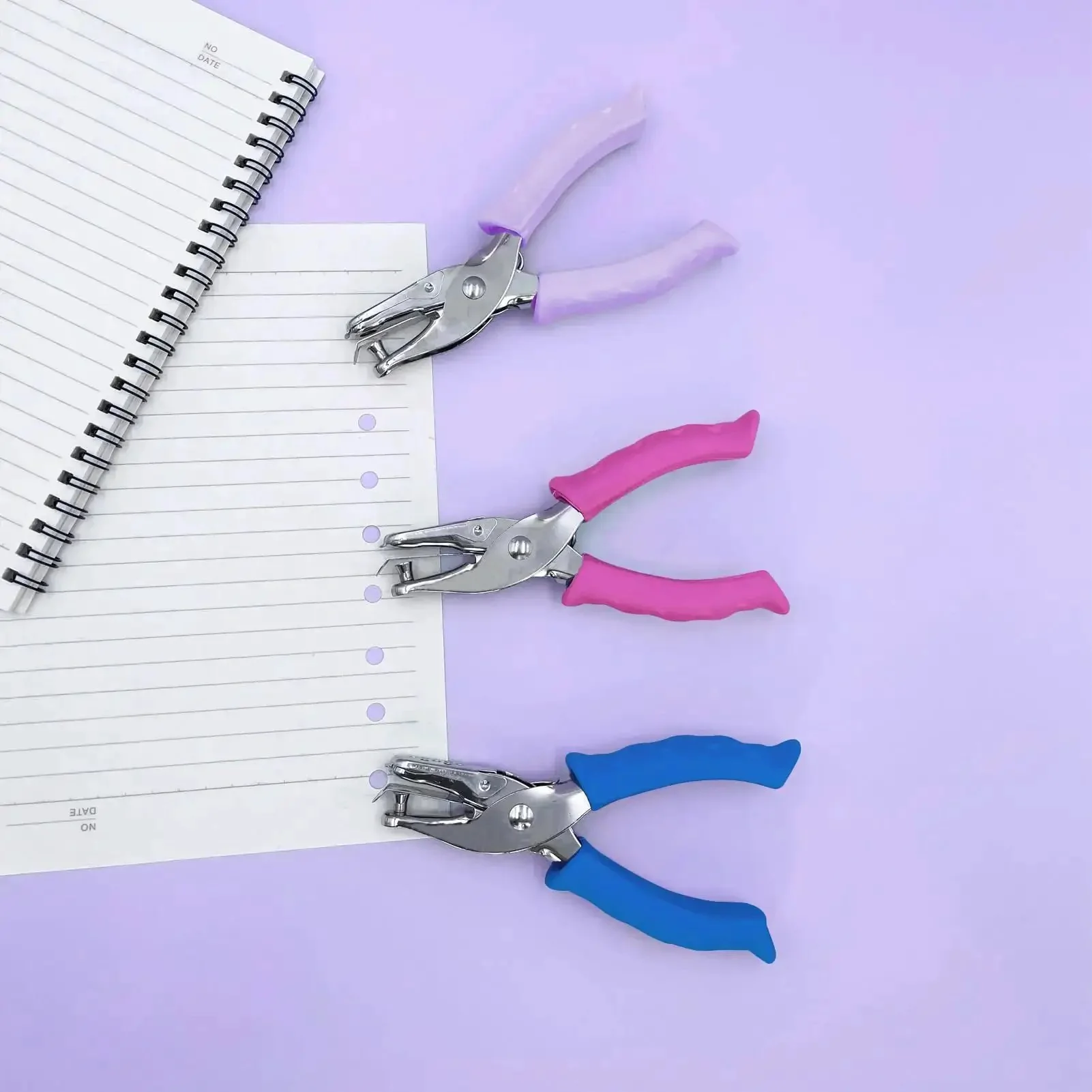 One Hole Puncher For Paper Crafts With Purple Soft Grip Handle Three Pack Handheld Circle Punch For Home Office Classroom Use Kid Friendly For Adults And Kids One Quarter Inch Hole Size - Image 2