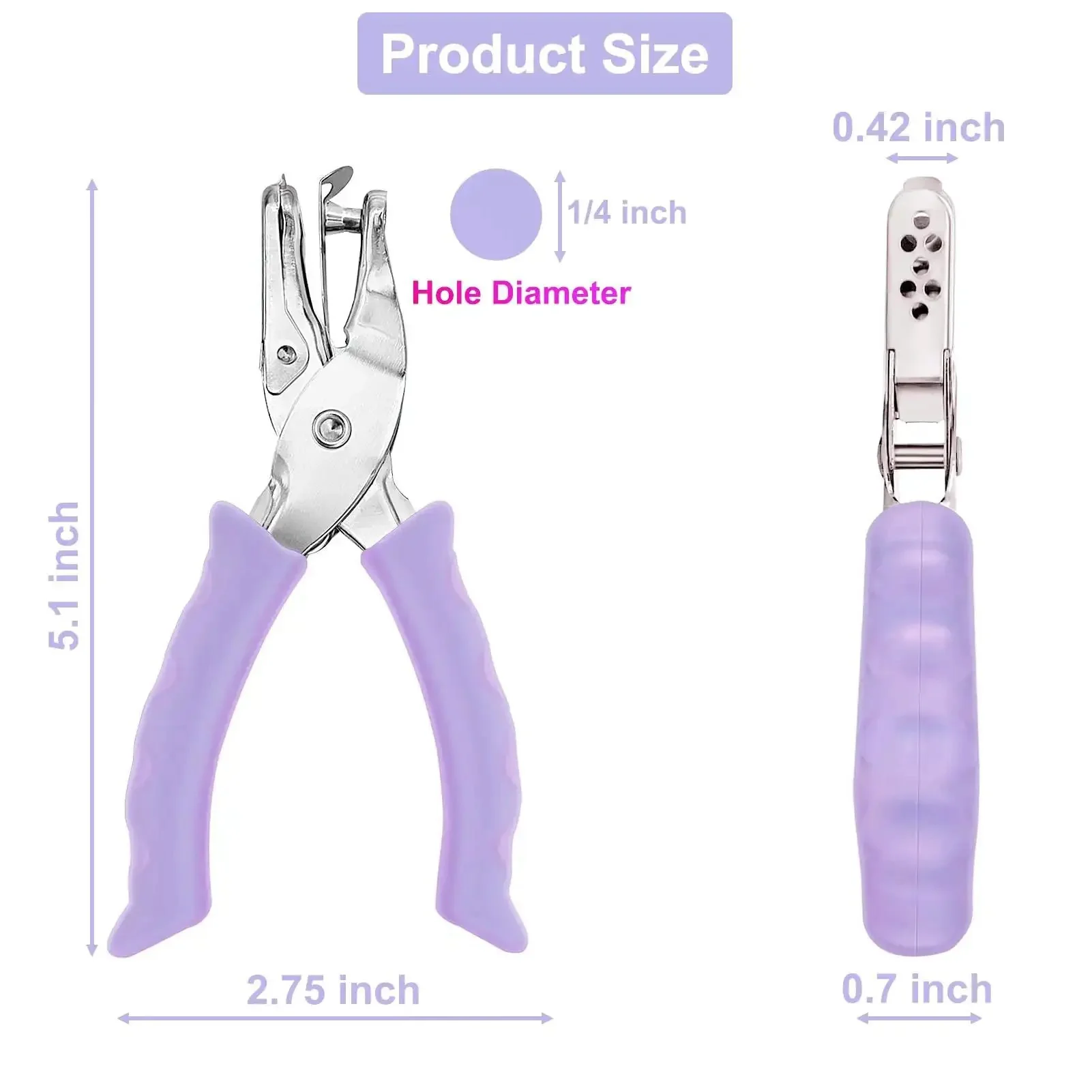 One Hole Puncher For Paper Crafts With Purple Soft Grip Handle Three Pack Handheld Circle Punch For Home Office Classroom Use Kid Friendly For Adults And Kids One Quarter Inch Hole Size - Image 7