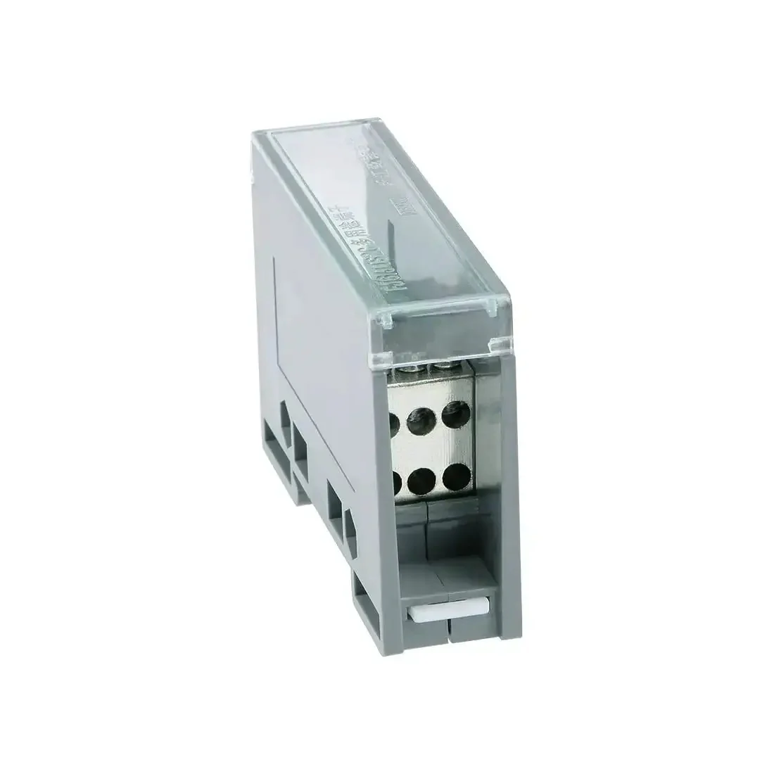 One In Six Out DIN Rail Terminal Block 690V Distribution Connector For Easy No Fuss Install With Flame Resistant Shell Brass Conductor Clear Protective Cover 35mm DIN Rail Mount Industrial Grade Electrical Block